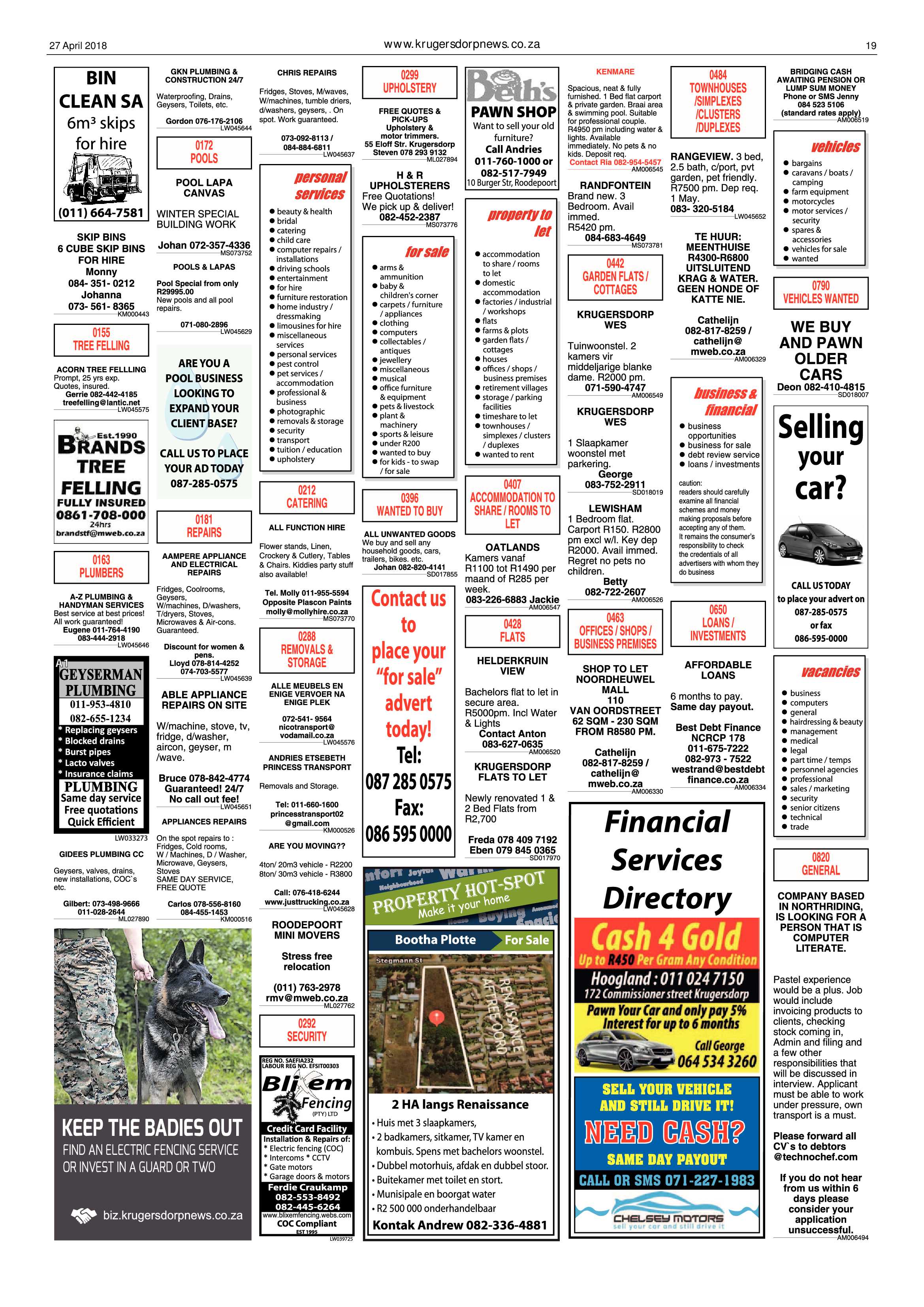Krugersdorp News 27 April 2018 page 19
