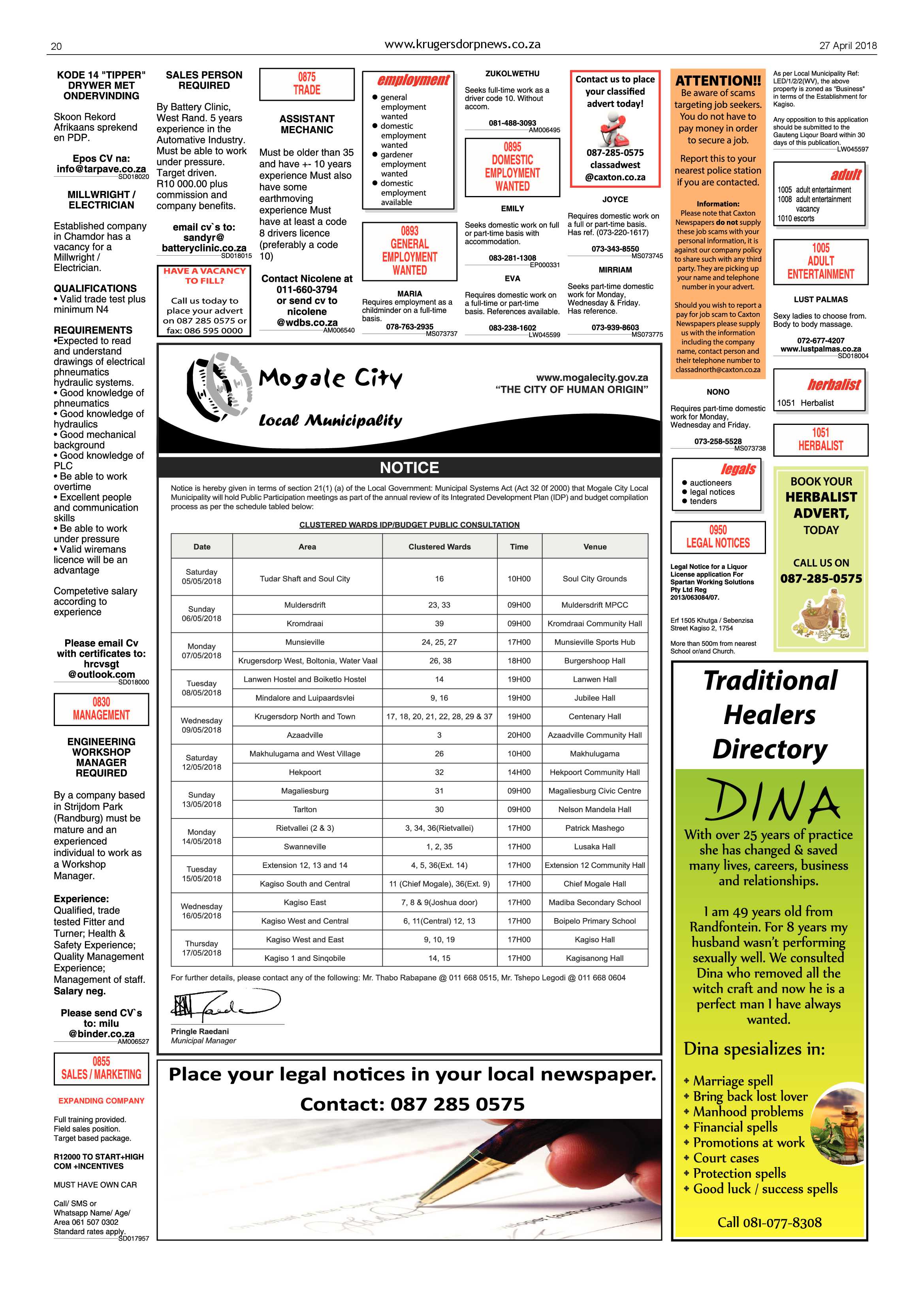 Krugersdorp News 27 April 2018 page 20