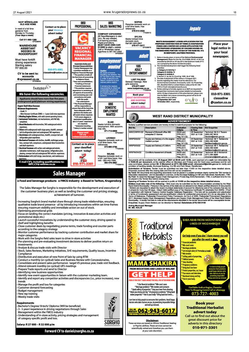 Krugersdorp News 27 August 2021 page 17
