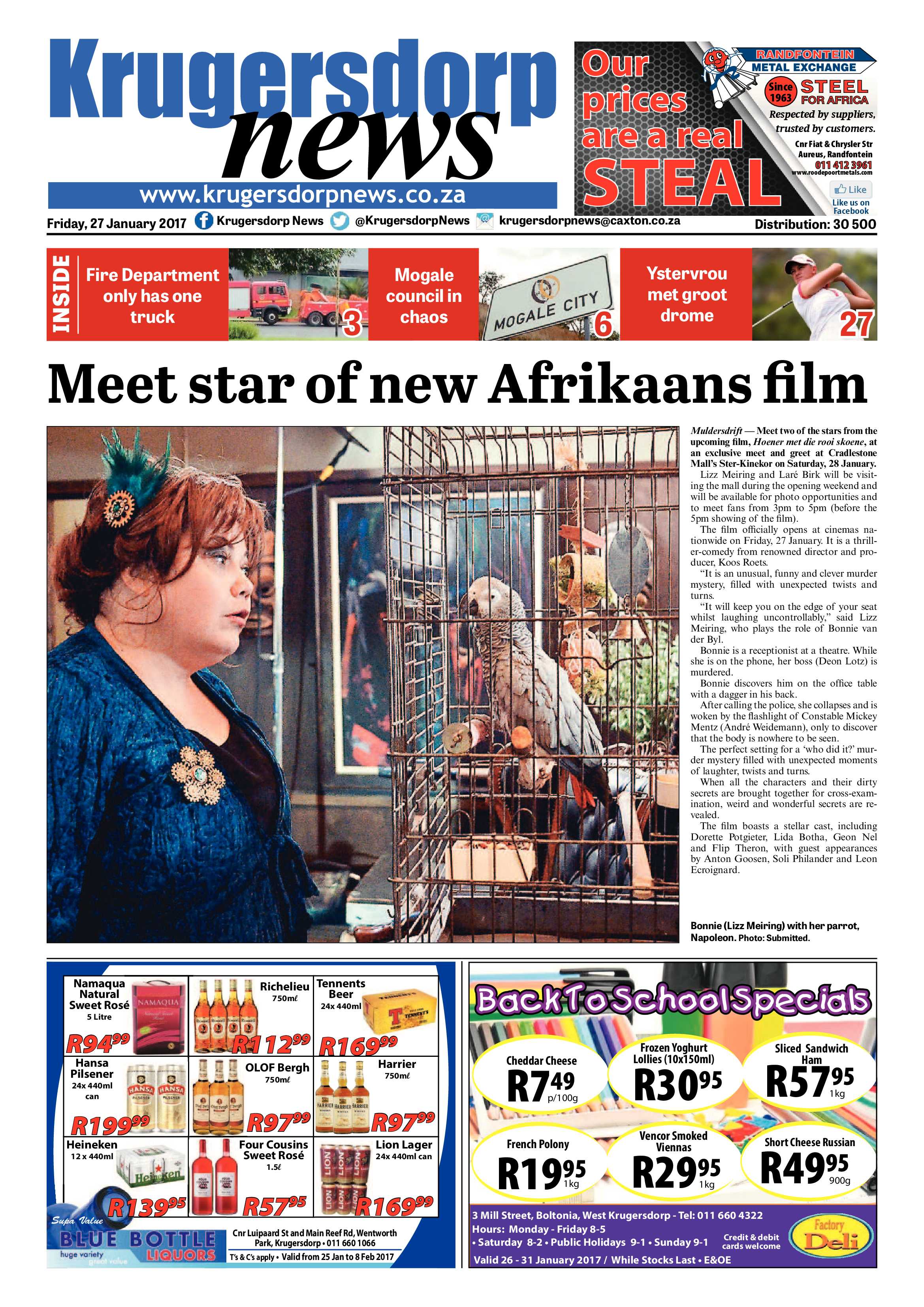 Krugersdorp News 27 January 2017 page 1
