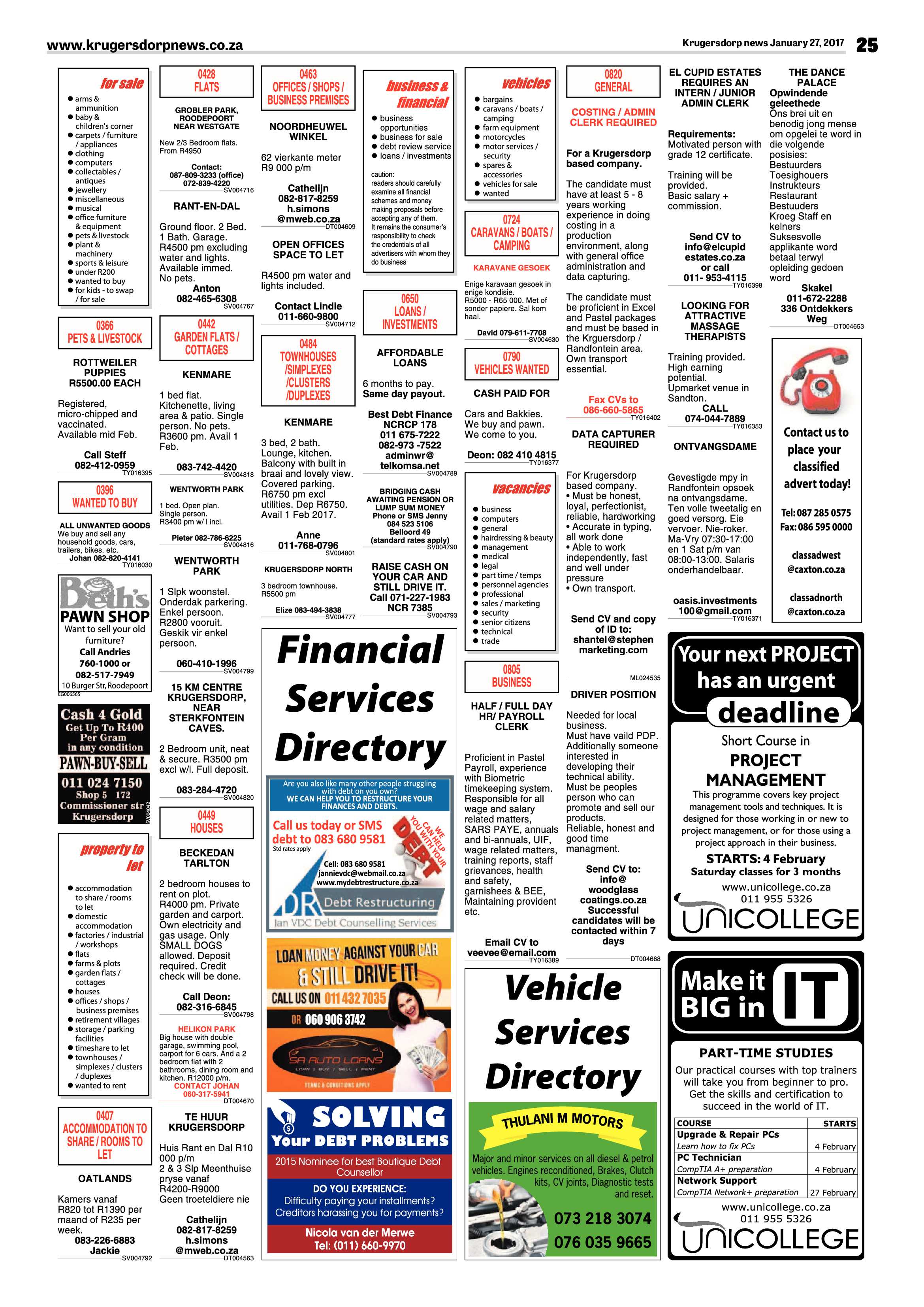 Krugersdorp News 27 January 2017 page 25