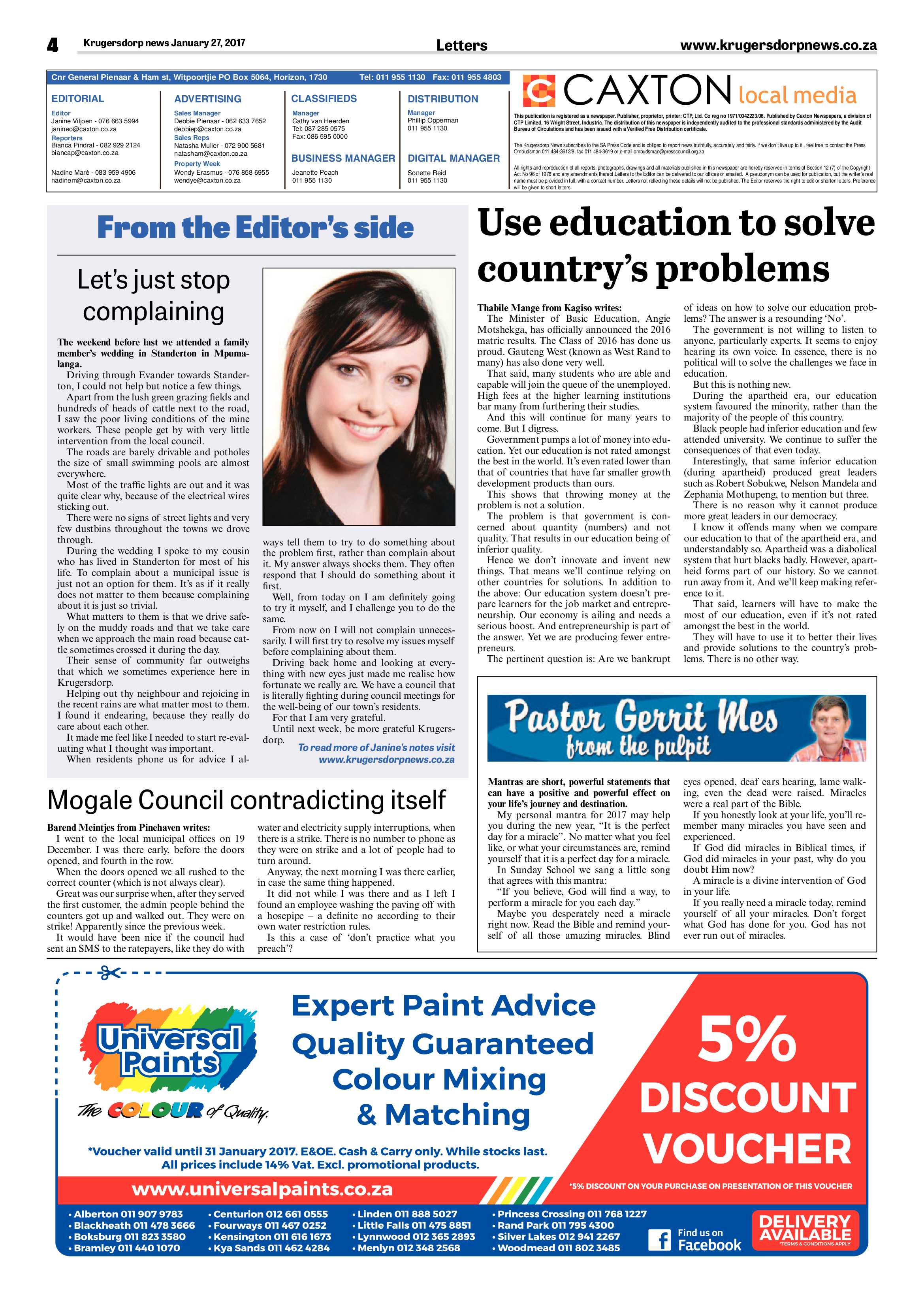 Krugersdorp News 27 January 2017 page 4