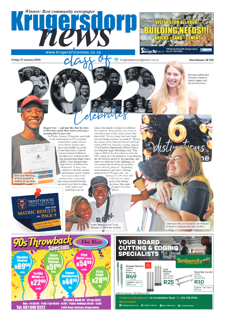 Krugersdorp News 27 January 2023 page 1
