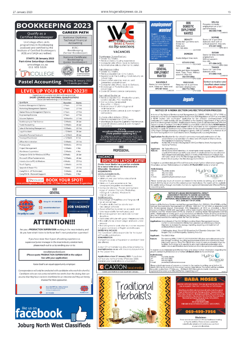 Krugersdorp News 27 January 2023 page 15