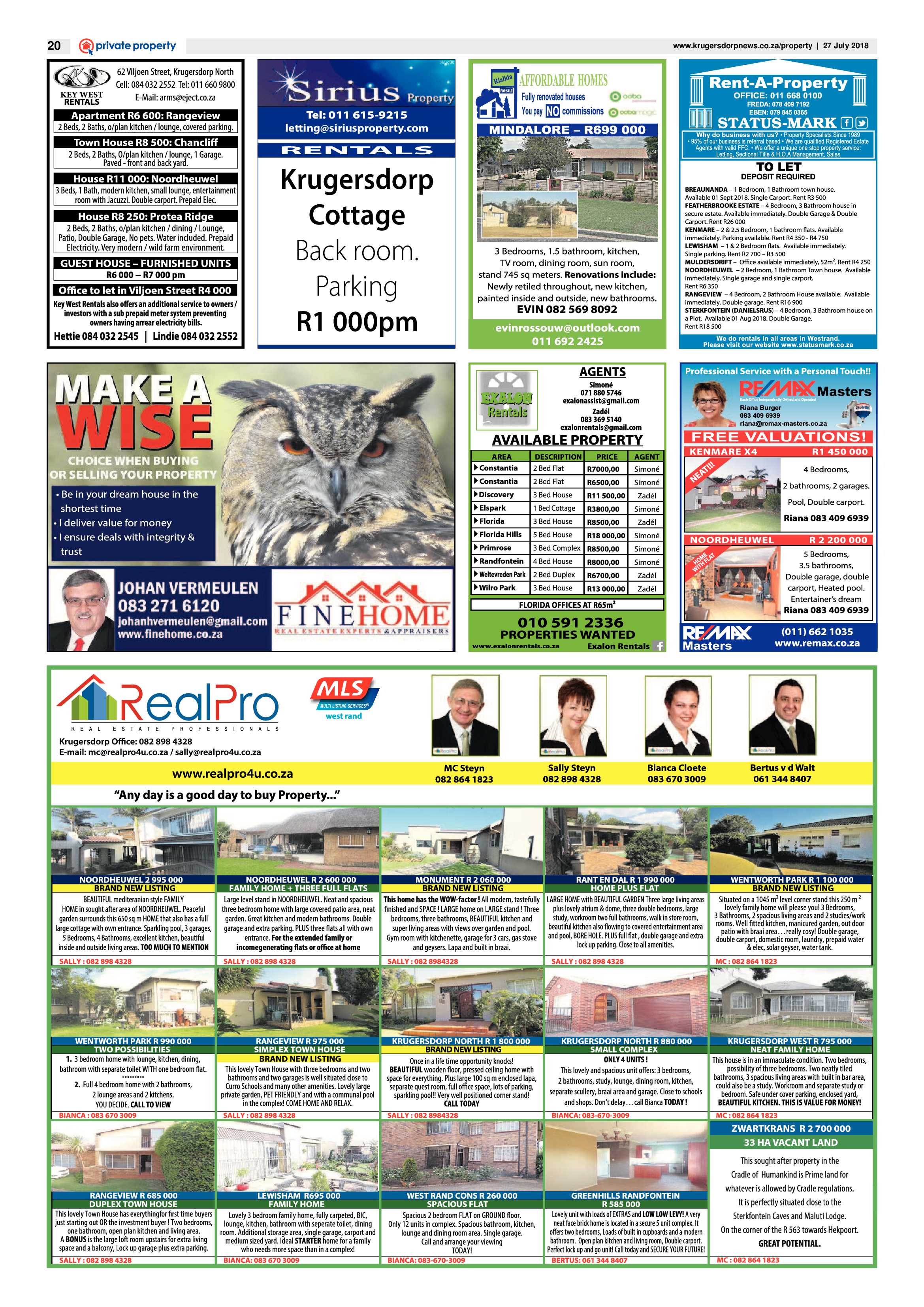 Krugersdorp News 27 July 2018 page 20