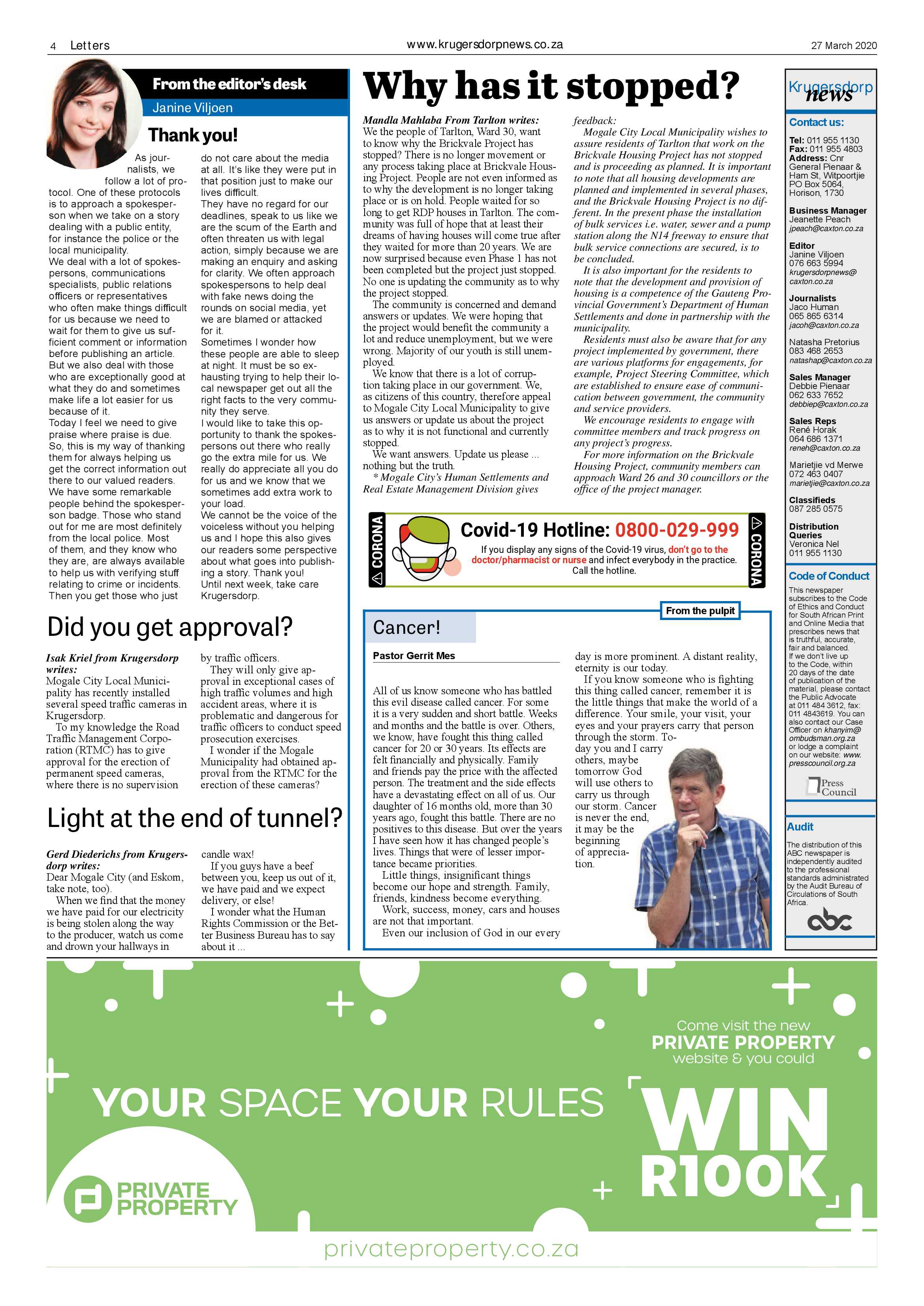 Krugersdorp News 27 March 2020 page 4