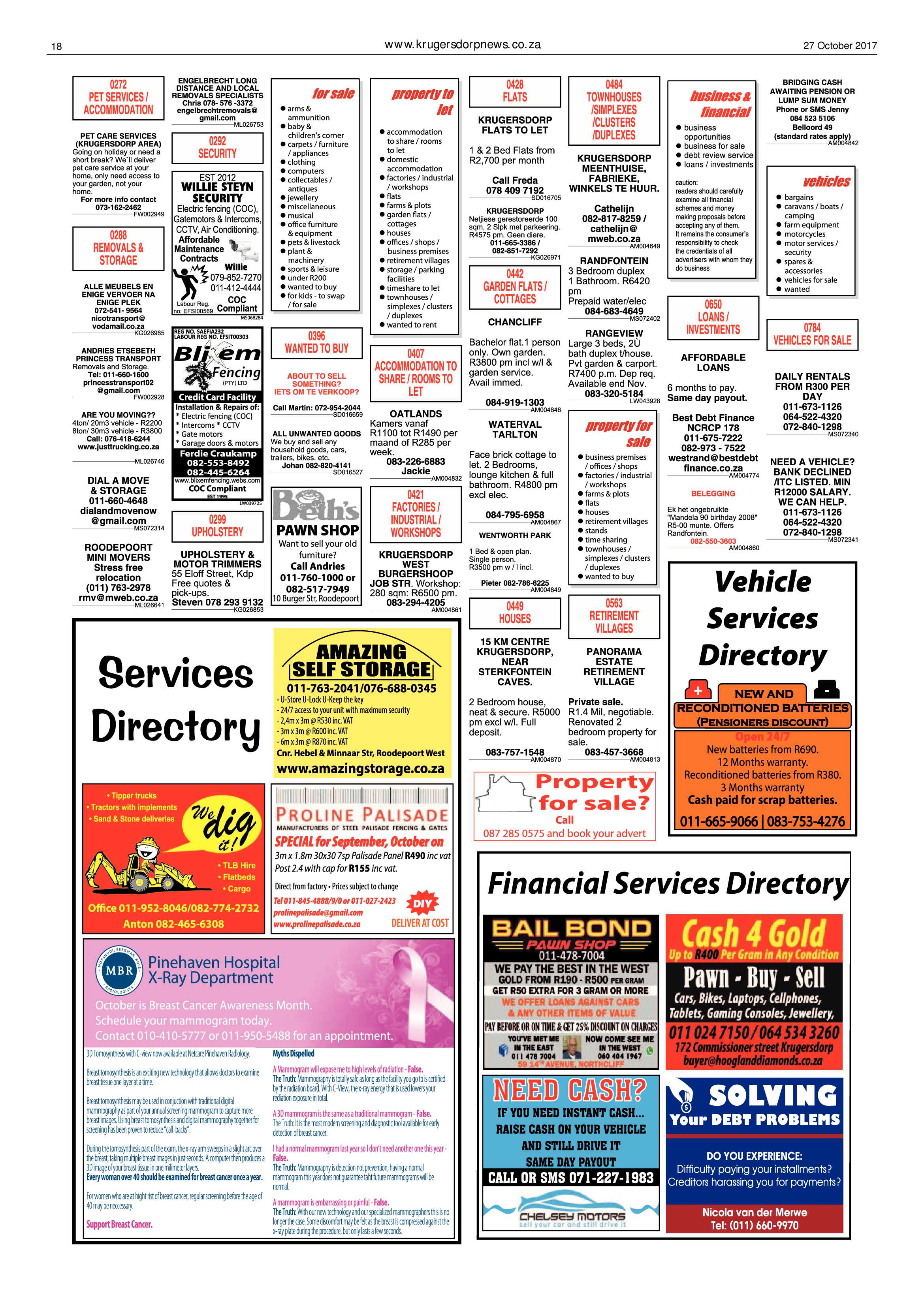 Krugersdorp News 27 October 2017 page 18