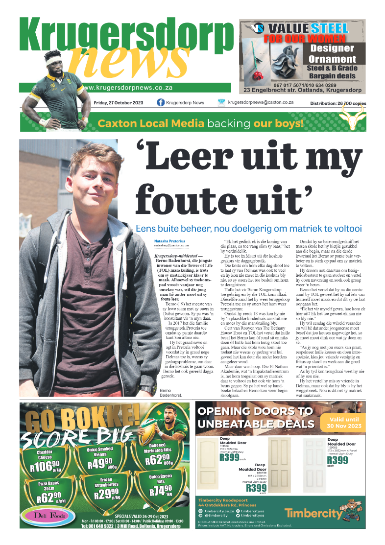 Krugersdorp News 27 October 2023 page 1