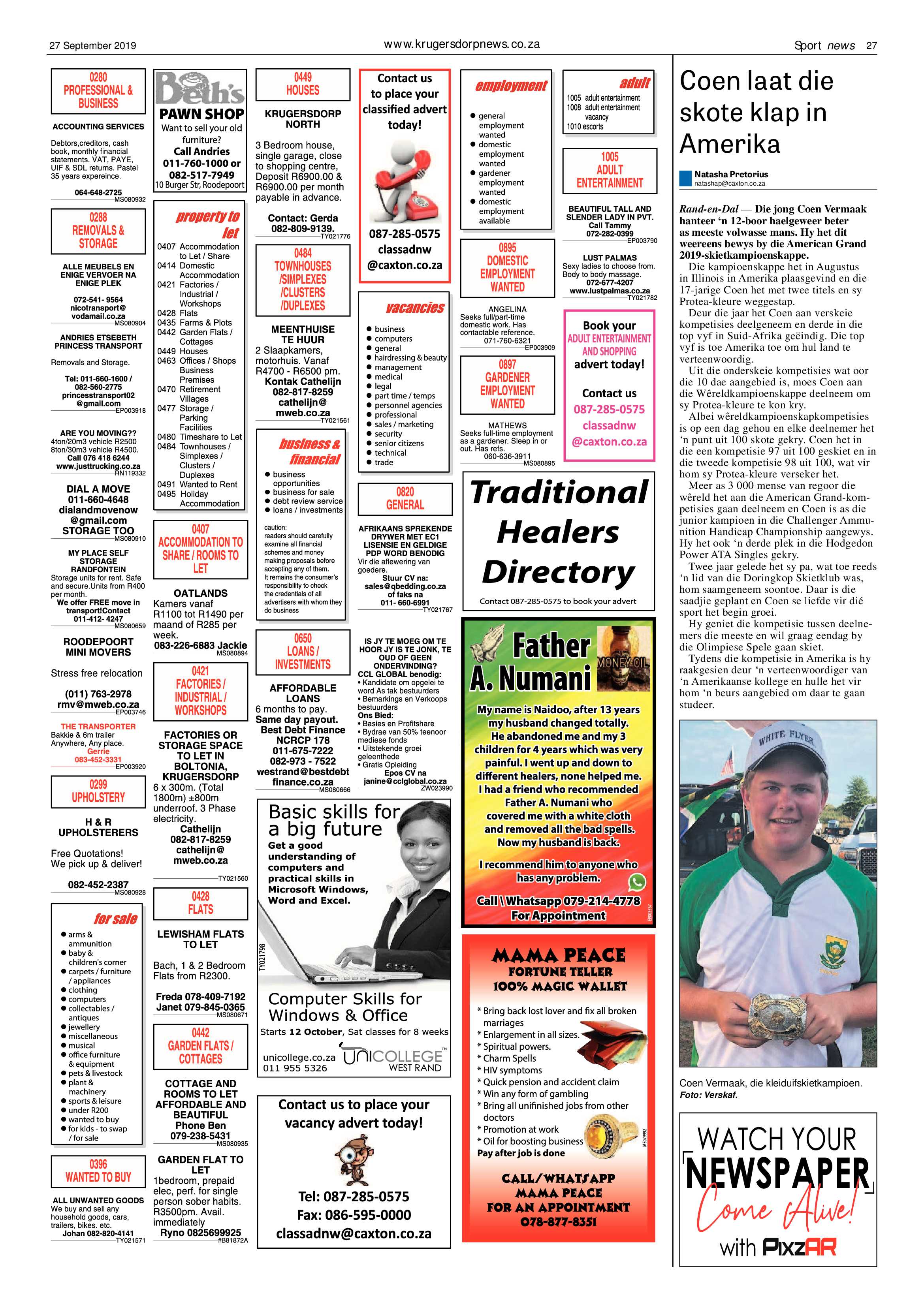 Krugersdorp News 27 September 2019 page 27