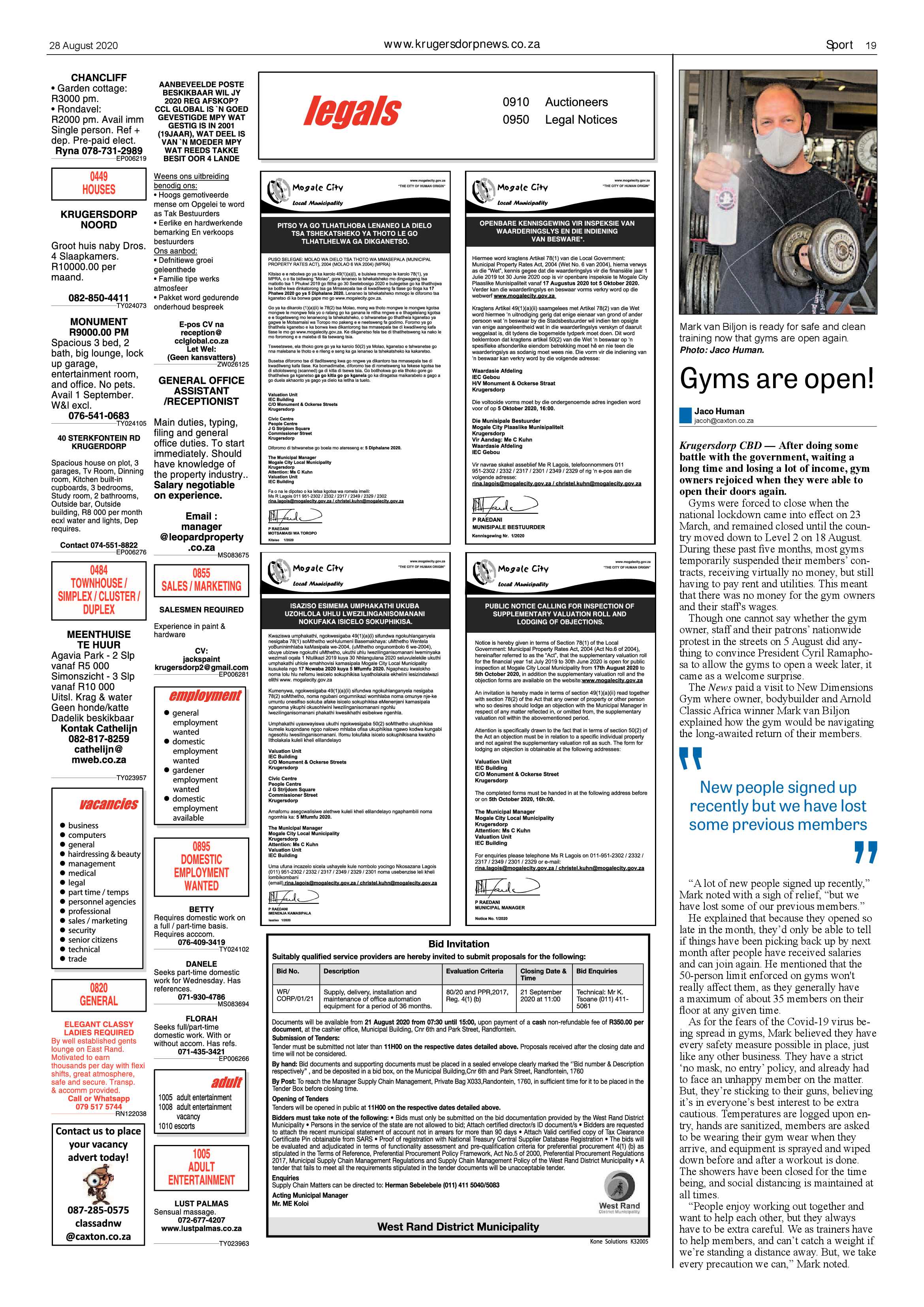 Krugersdorp News 28 August 2020 page 19