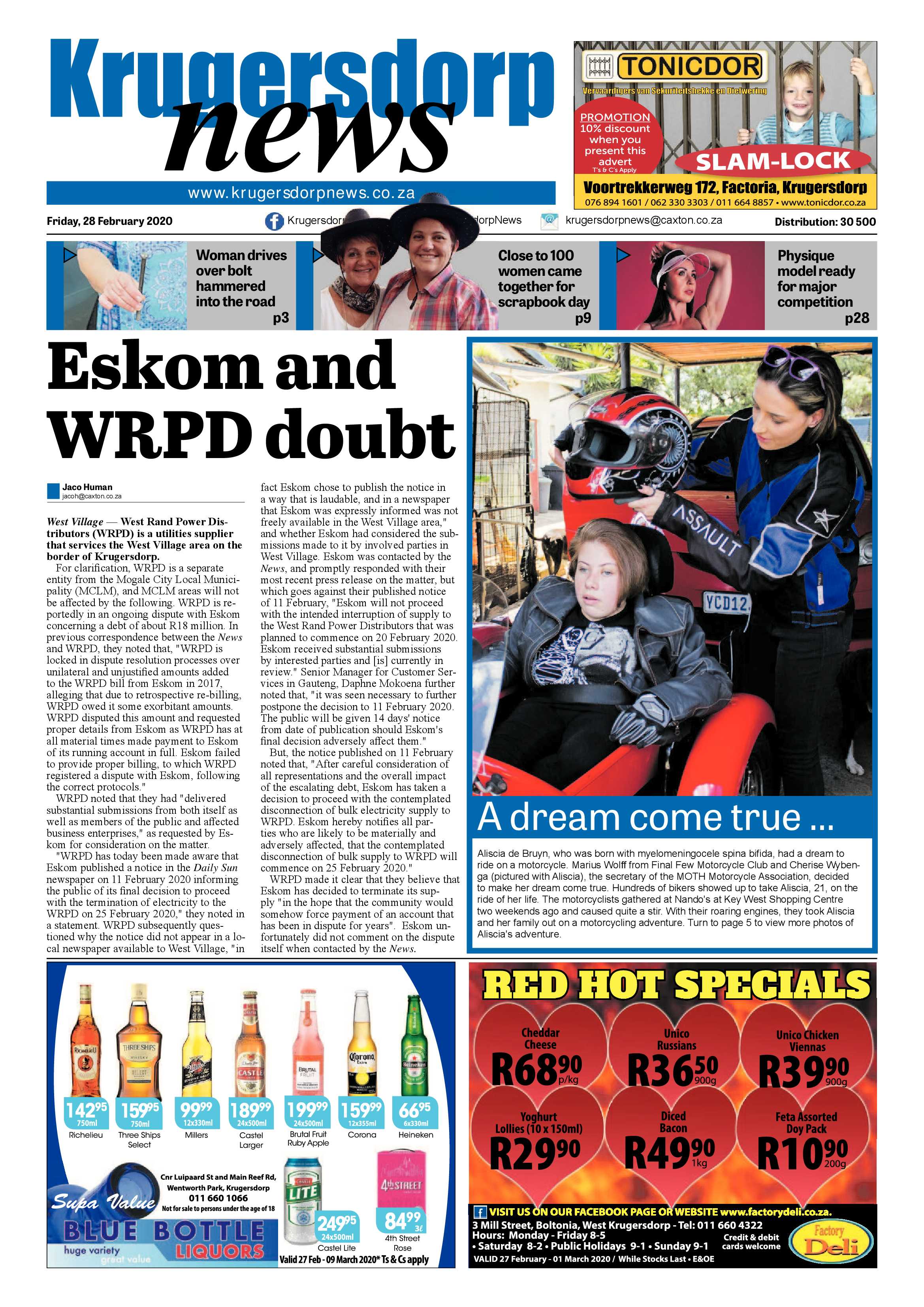 Krugersdorp News 28 February 2020 page 1