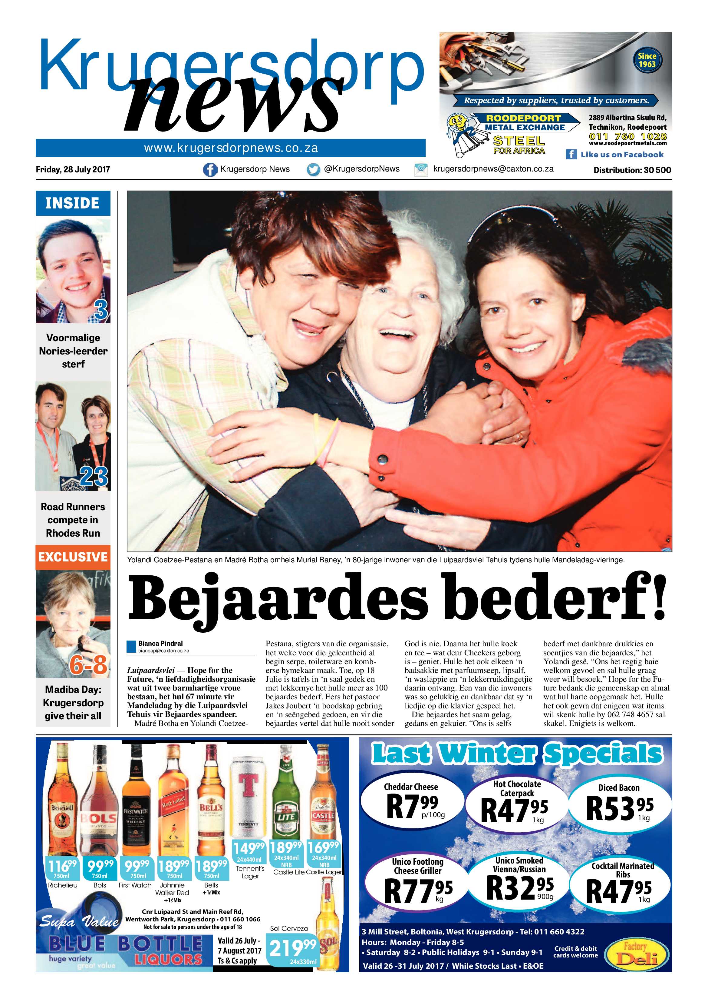 Krugersdorp News 28 July 2017 page 1
