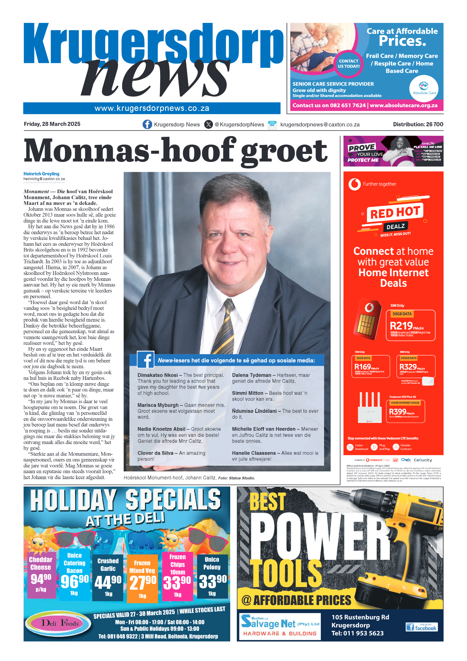 Krugersdorp News 28 March 2025 page 1