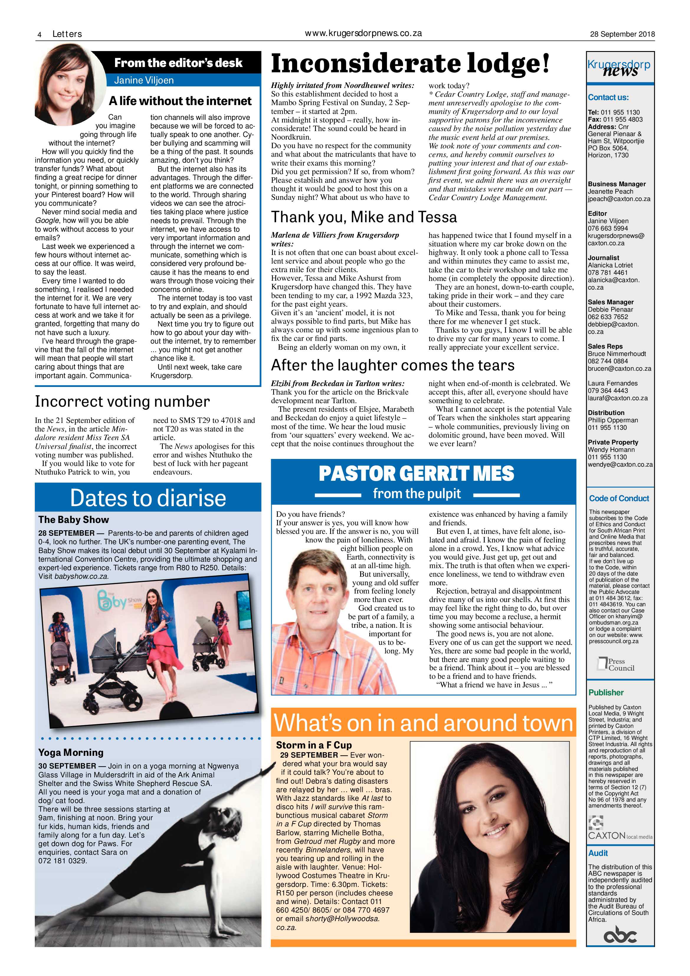 Krugersdorp News 28 September 2018 page 4