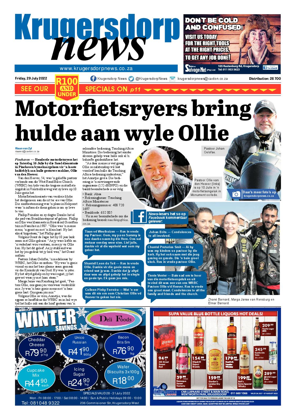 Krugersdorp News 29 July 2022 page 1