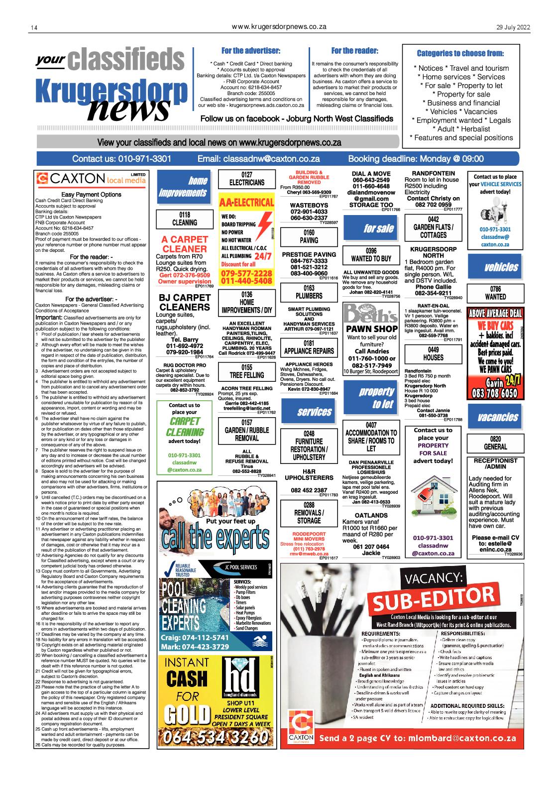Krugersdorp News 29 July 2022 page 14