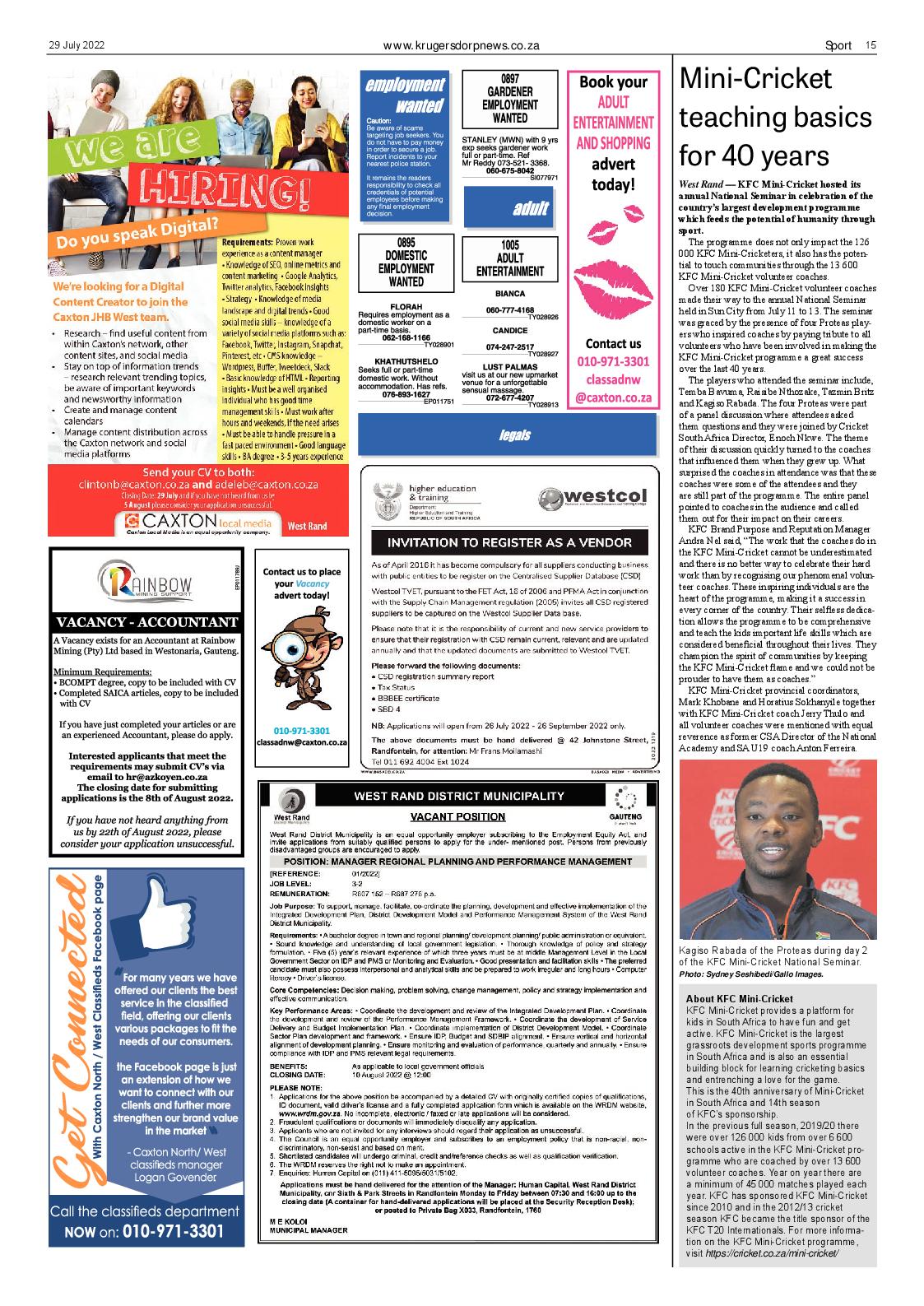 Krugersdorp News 29 July 2022 page 15