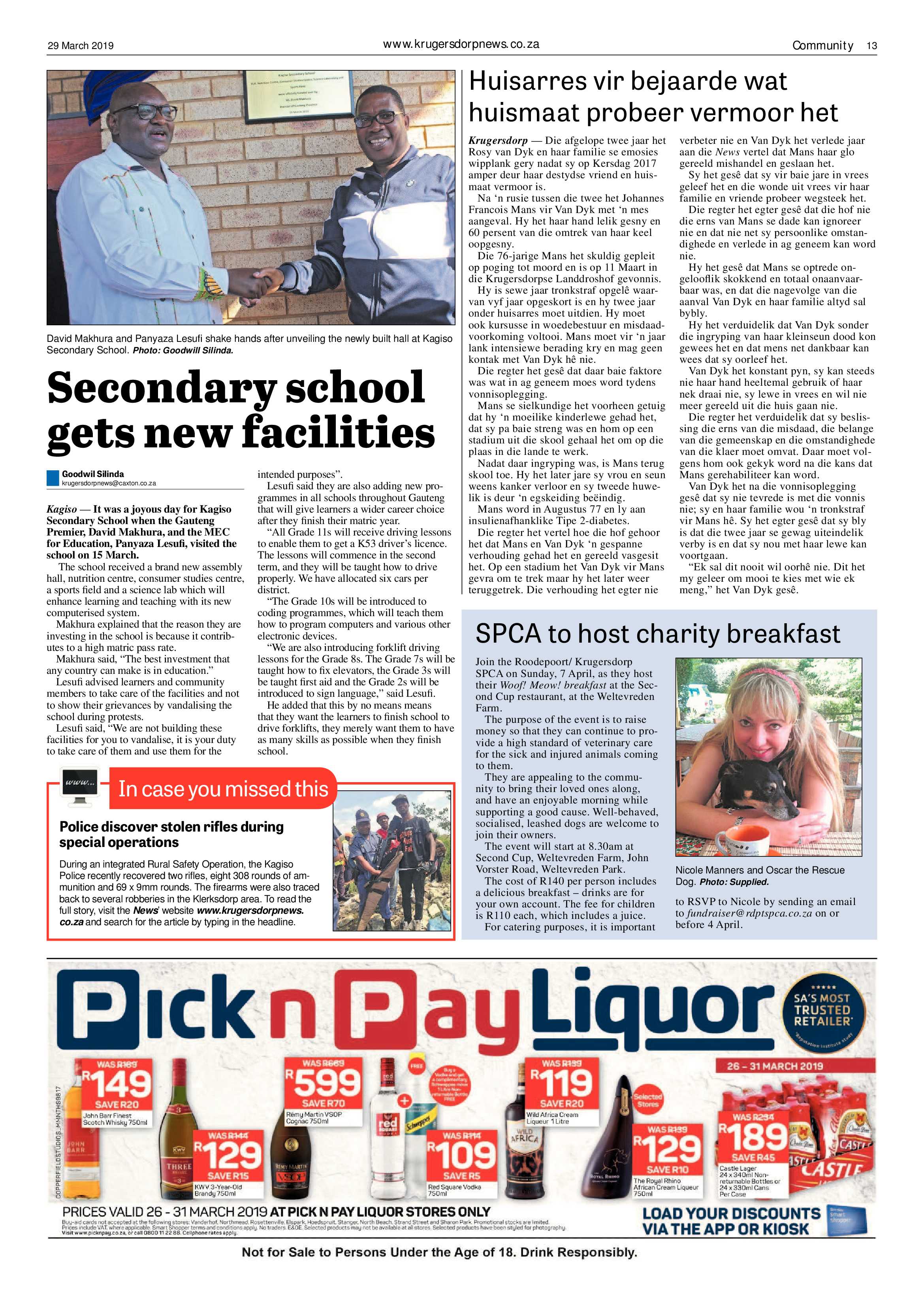 Krugersdorp News 29 March 2019 page 13