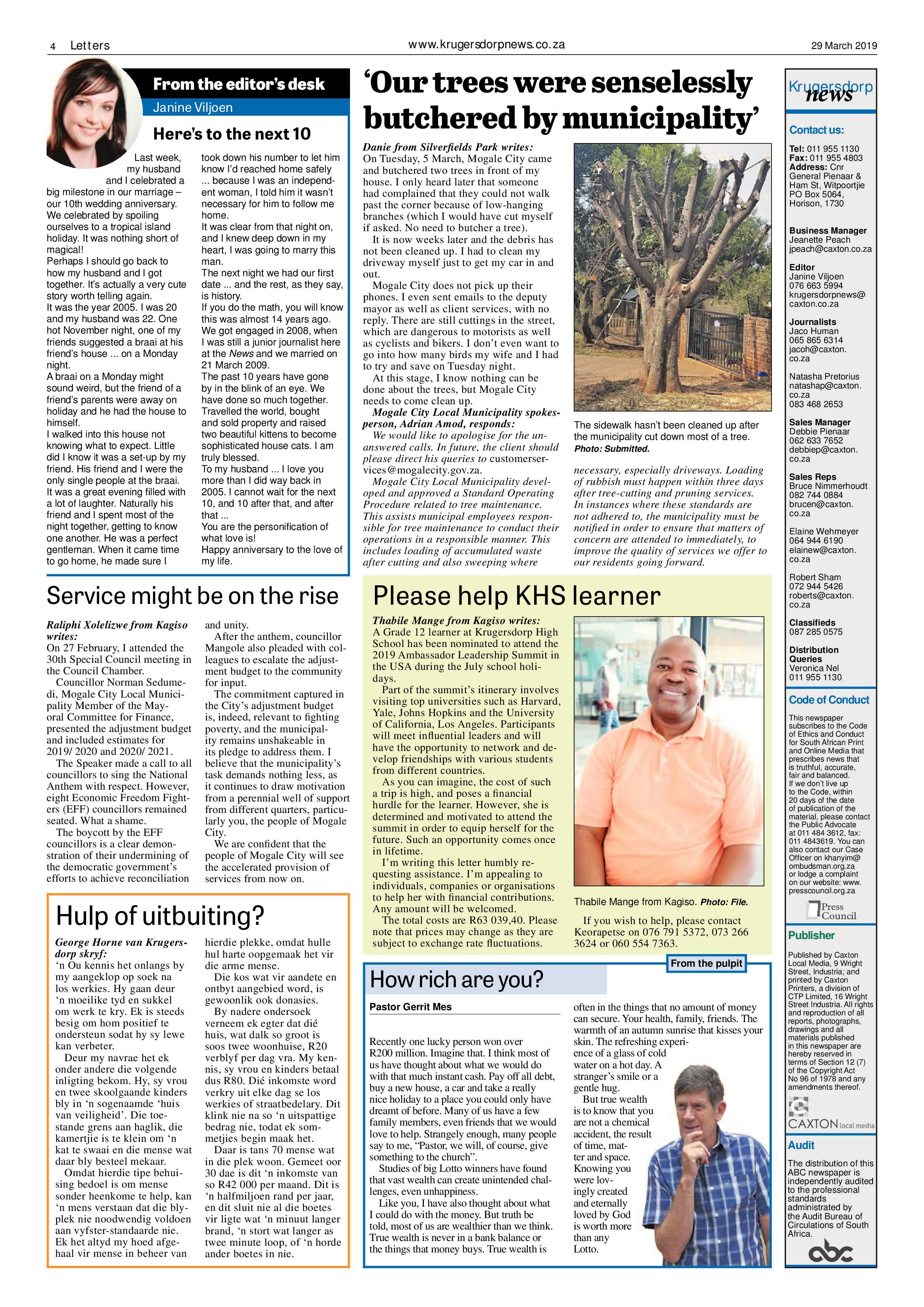 Krugersdorp News 29 March 2019 page 4
