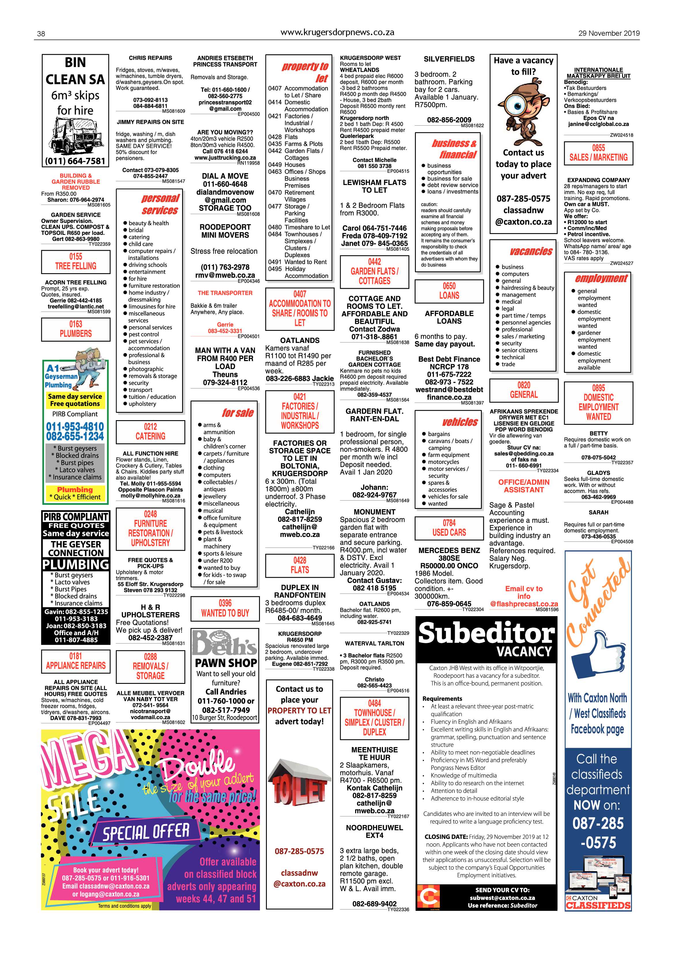 Krugersdorp News 29 November 2019 page 38