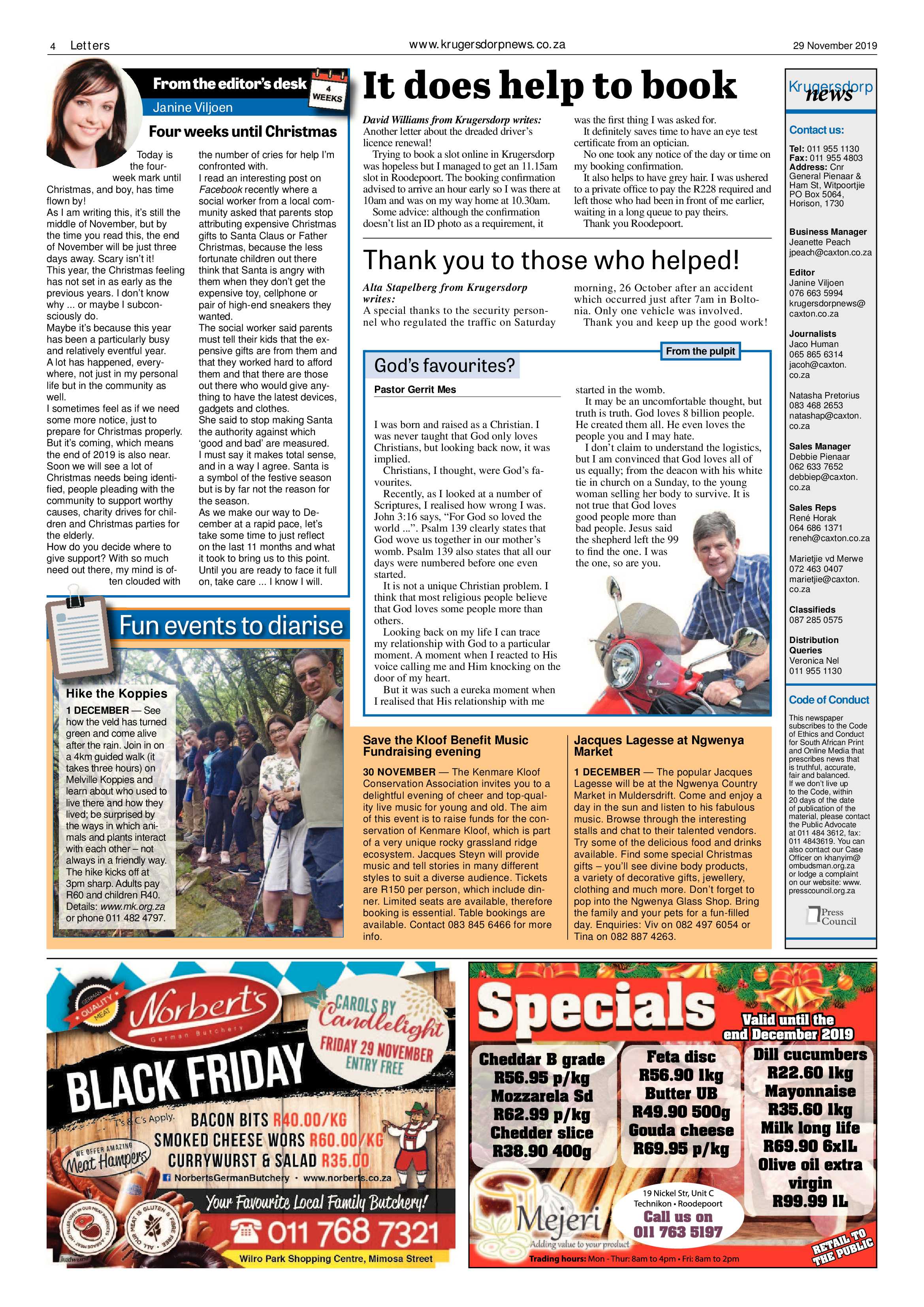 Krugersdorp News 29 November 2019 page 4