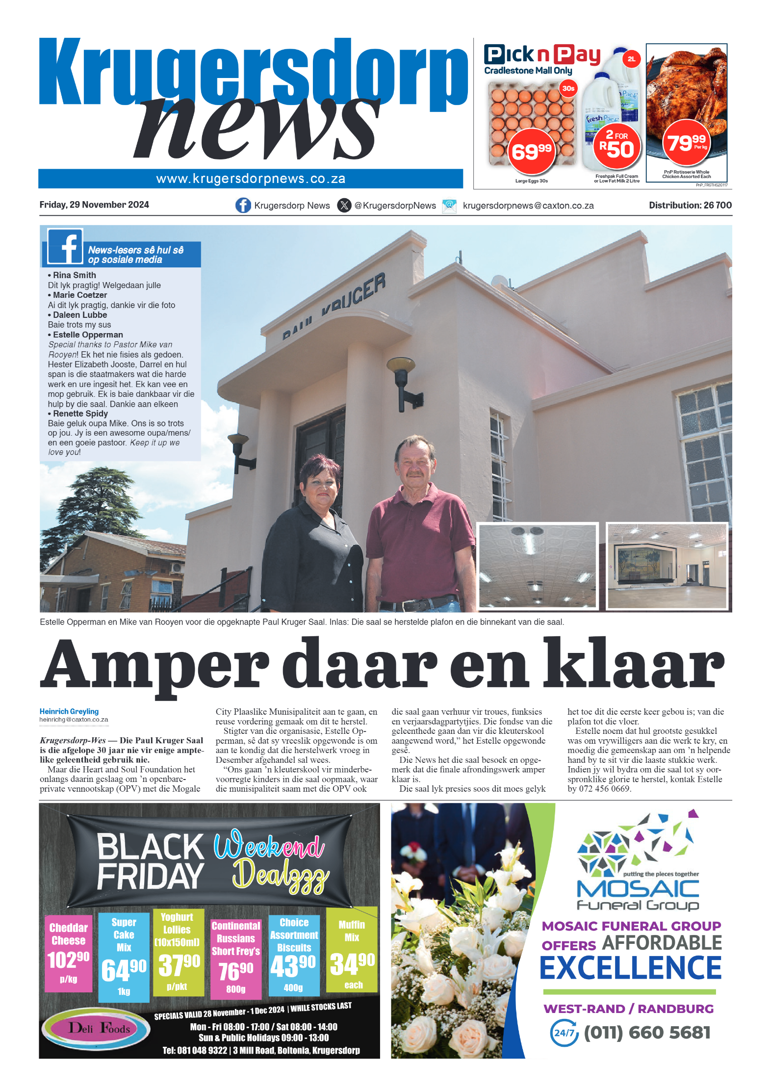 Krugersdorp News 29 November 2024 page 1