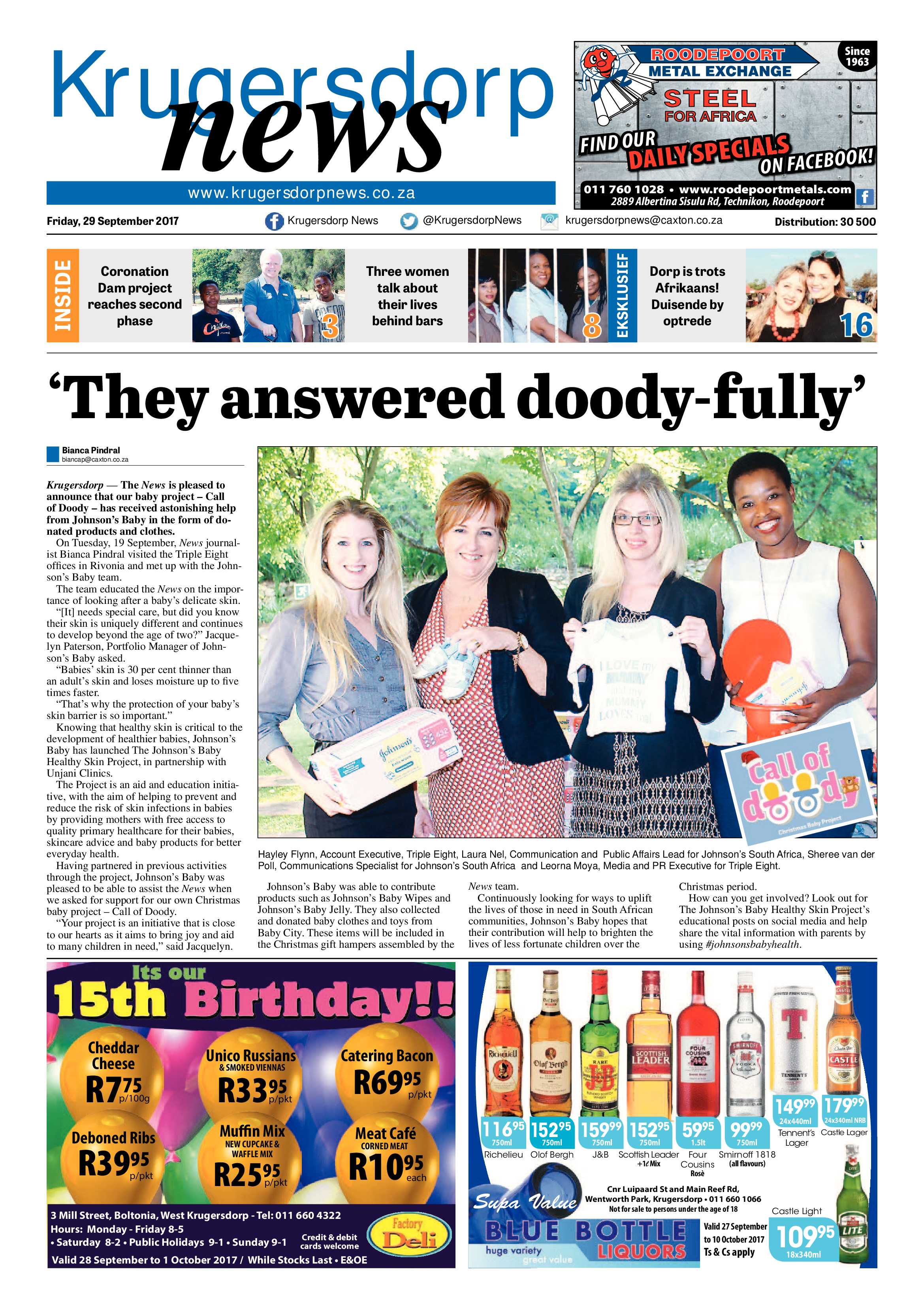Krugersdorp News 29 September 2017 page 1