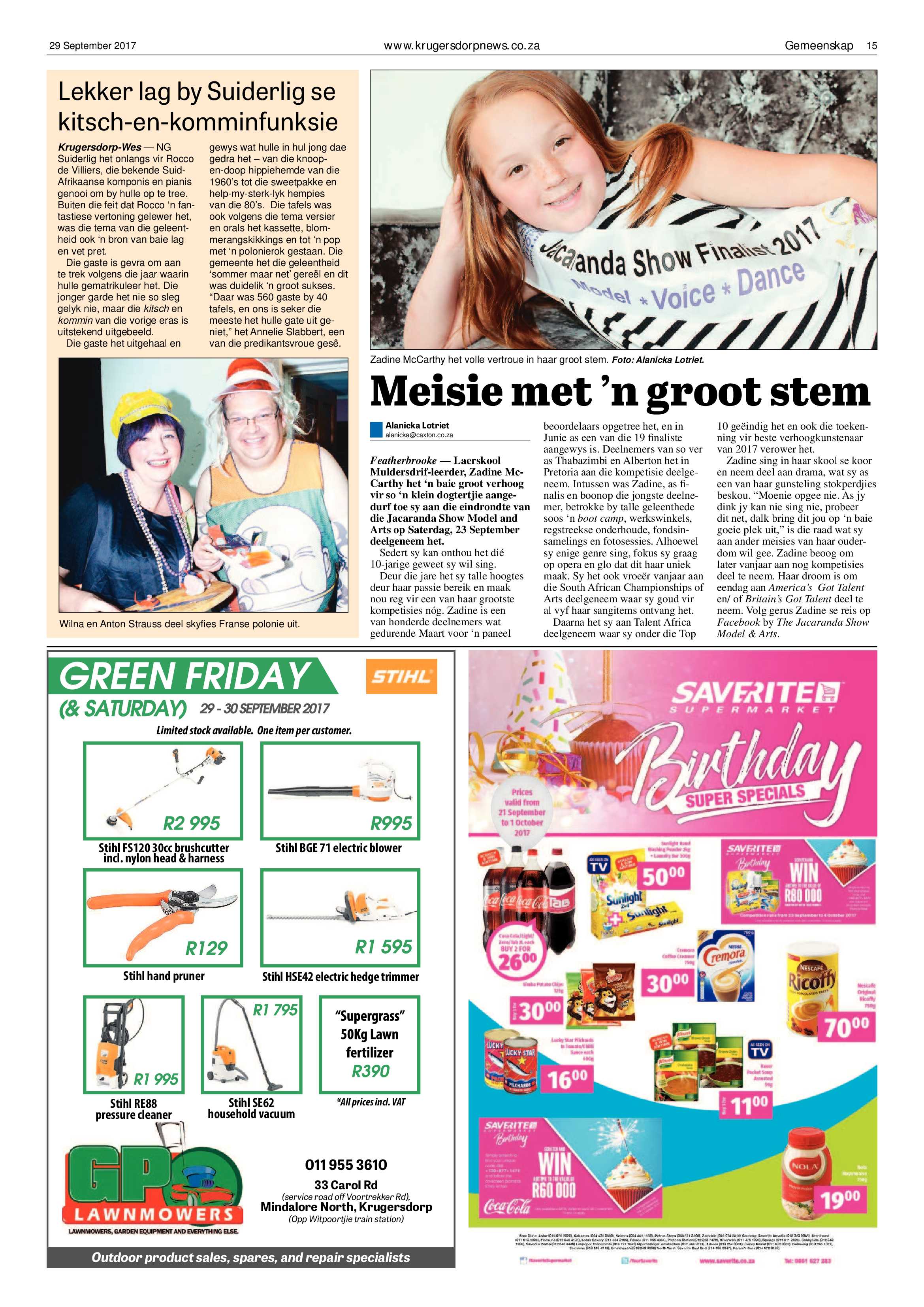 Krugersdorp News 29 September 2017 page 15