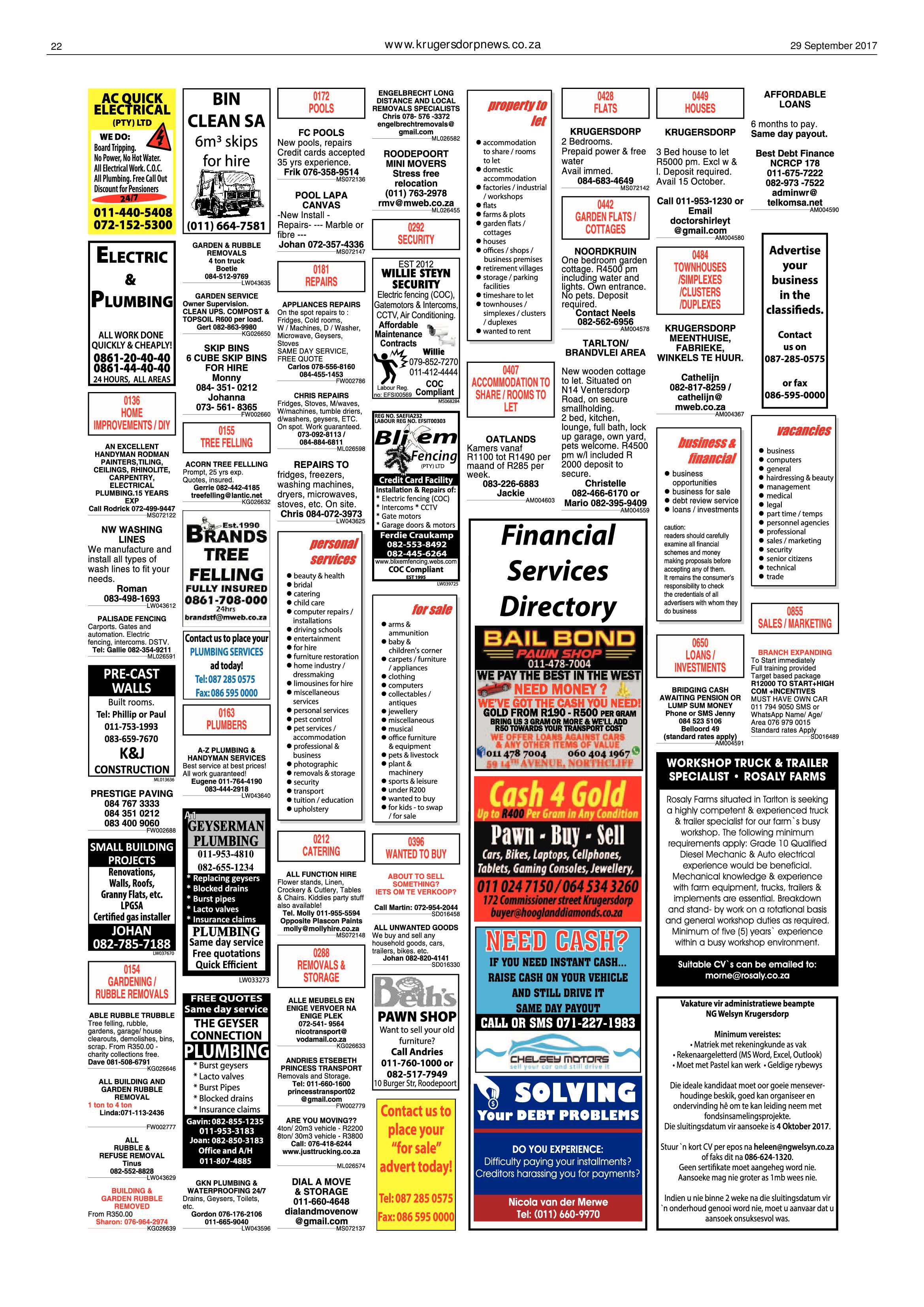 Krugersdorp News 29 September 2017 page 22