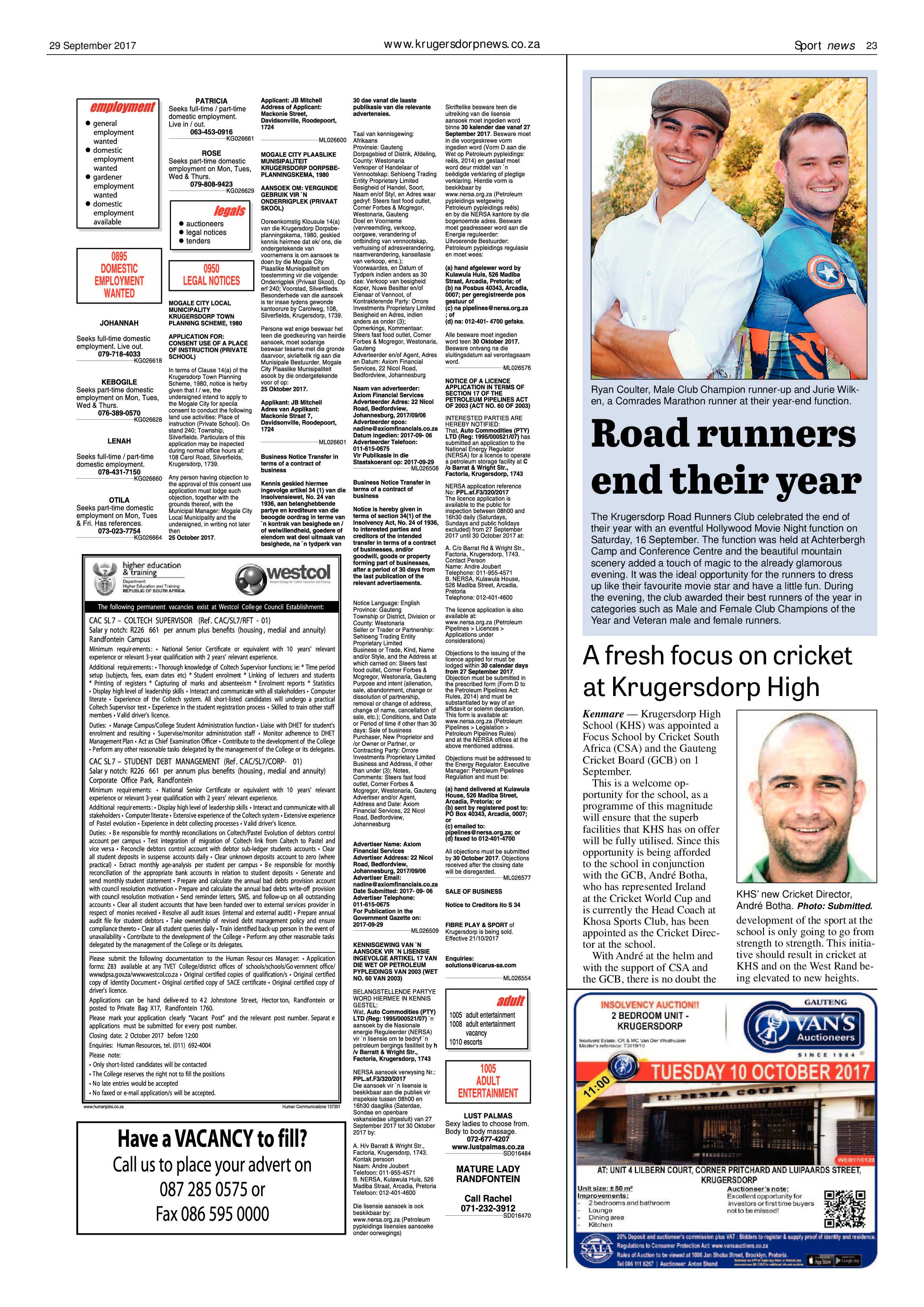 Krugersdorp News 29 September 2017 page 23