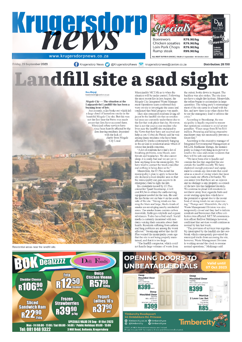 Krugersdorp News 29 September 2023 page 1