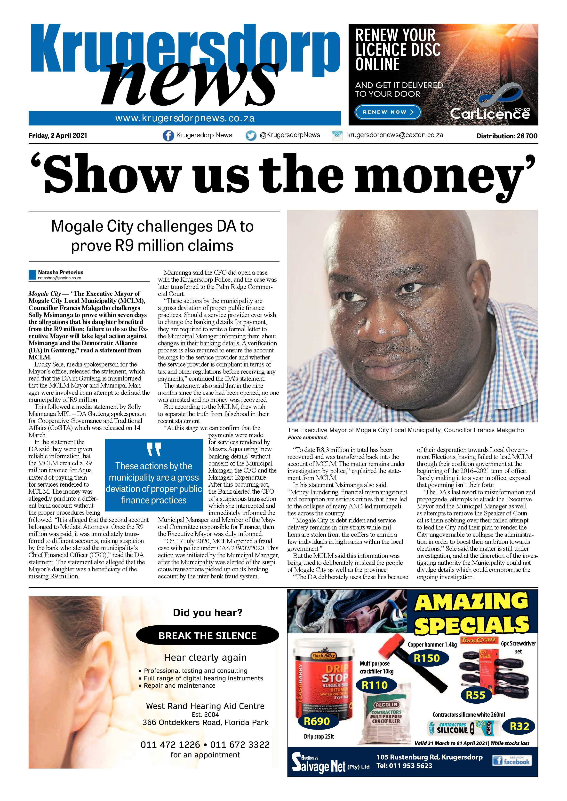 Krugersdorp News 2 April 2021 page 1