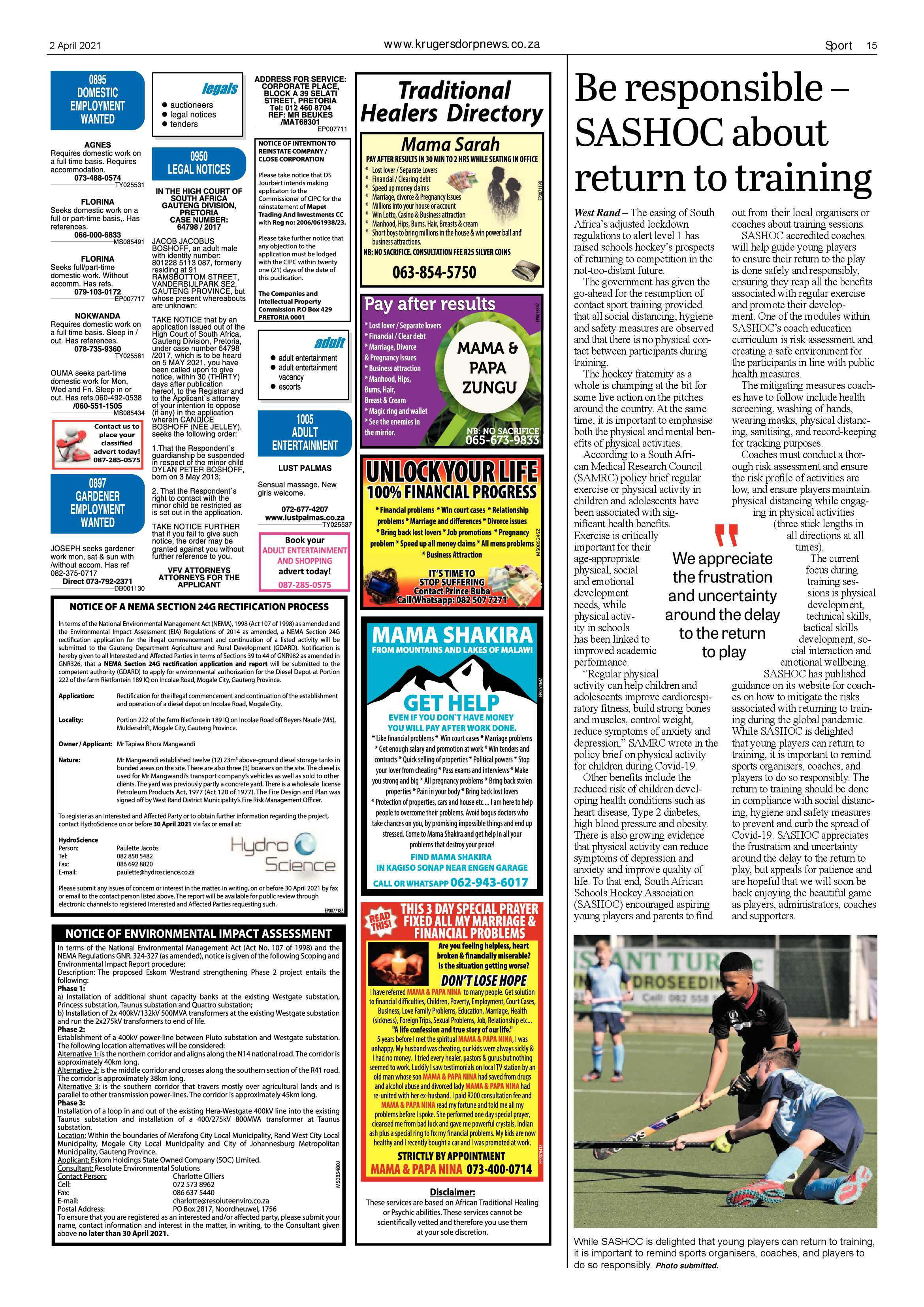 Krugersdorp News 2 April 2021 page 15