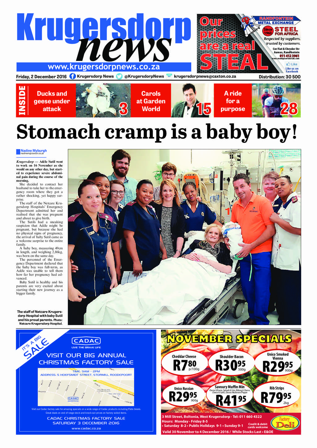 Krugersdorp News 2 December 2016 page 1