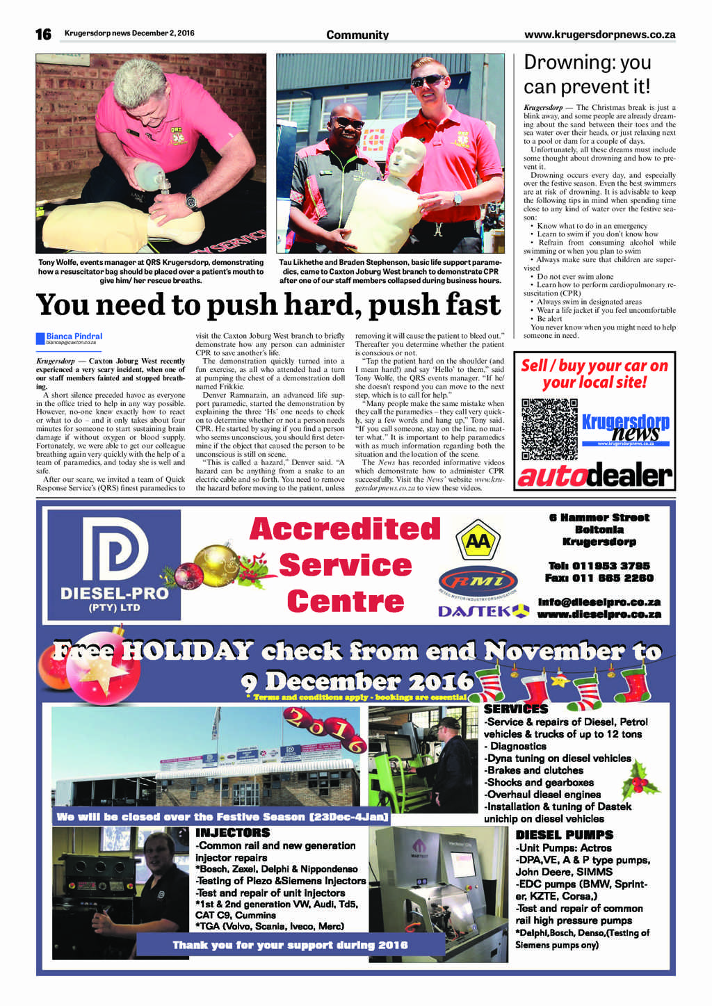 Krugersdorp News 2 December 2016 page 16