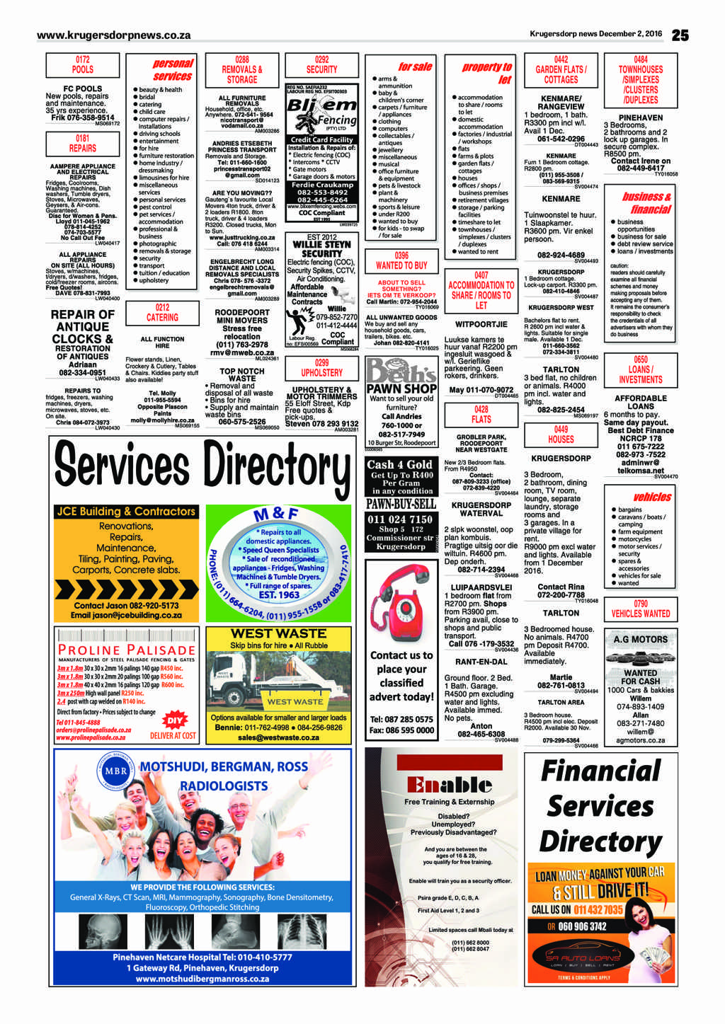 Krugersdorp News 2 December 2016 page 25