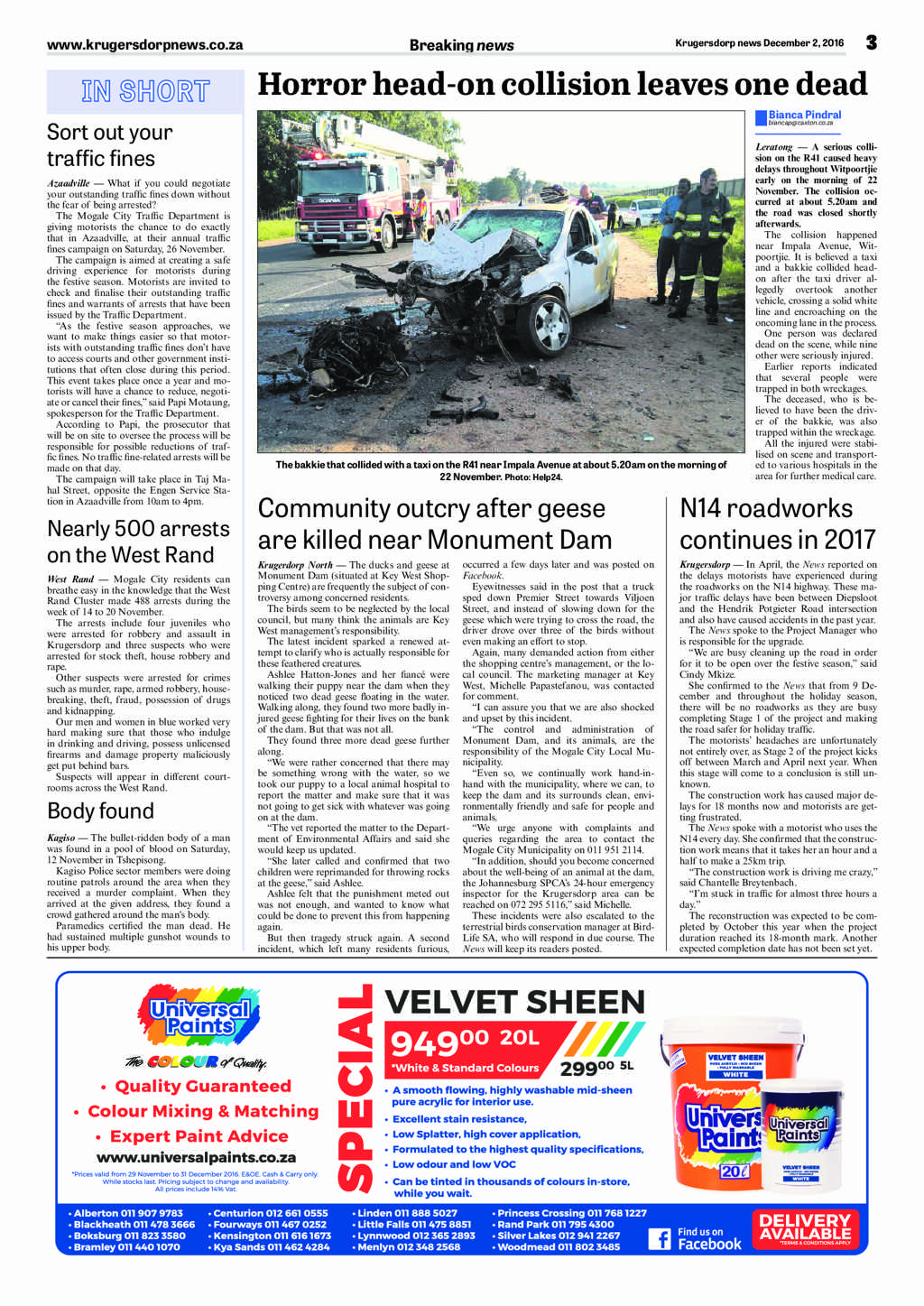 Krugersdorp News 2 December 2016 page 3