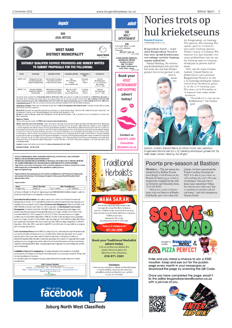 Krugersdorp News 2 December 2022 page 11