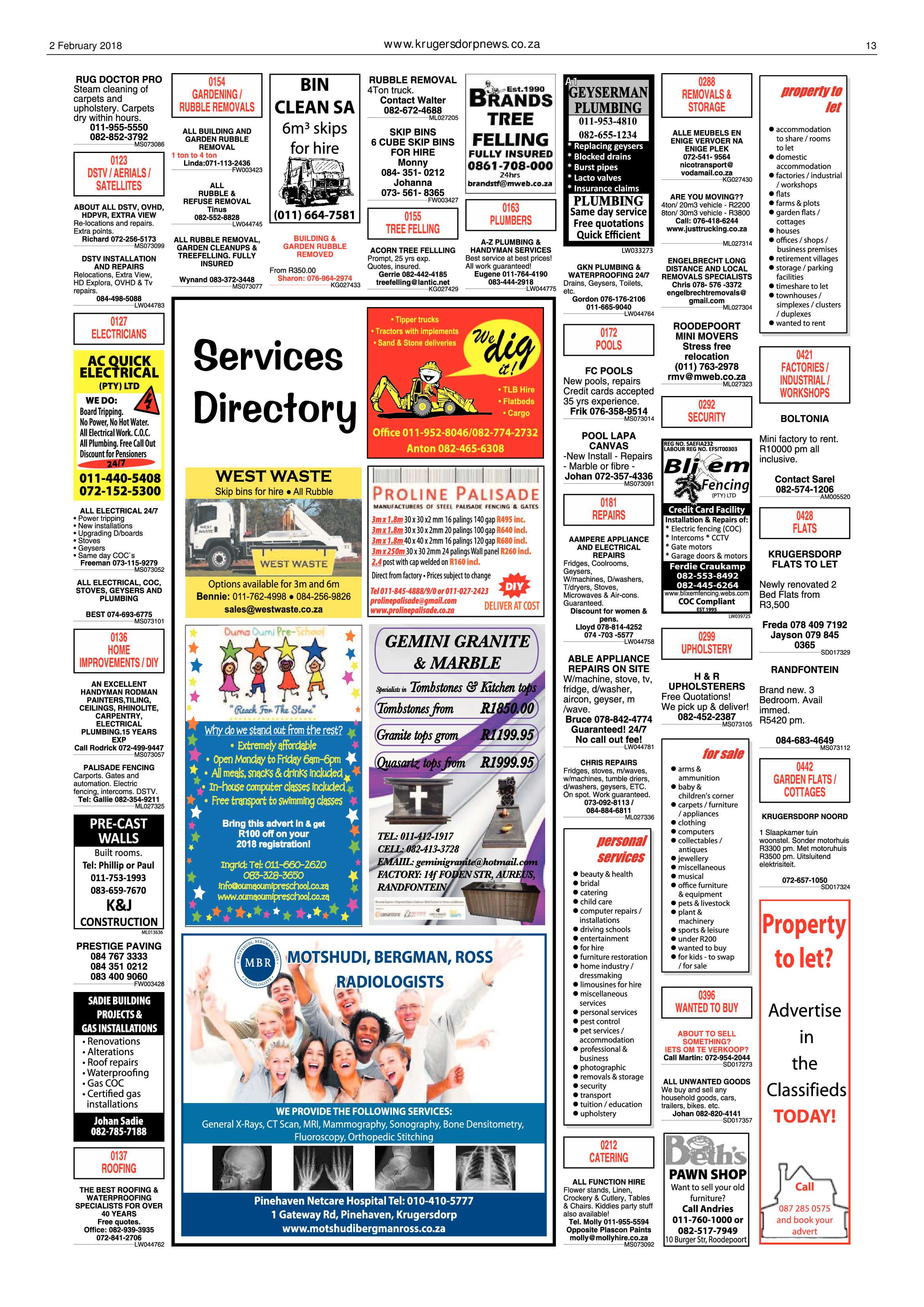 Krugersdorp News 2 February 2018 page 13