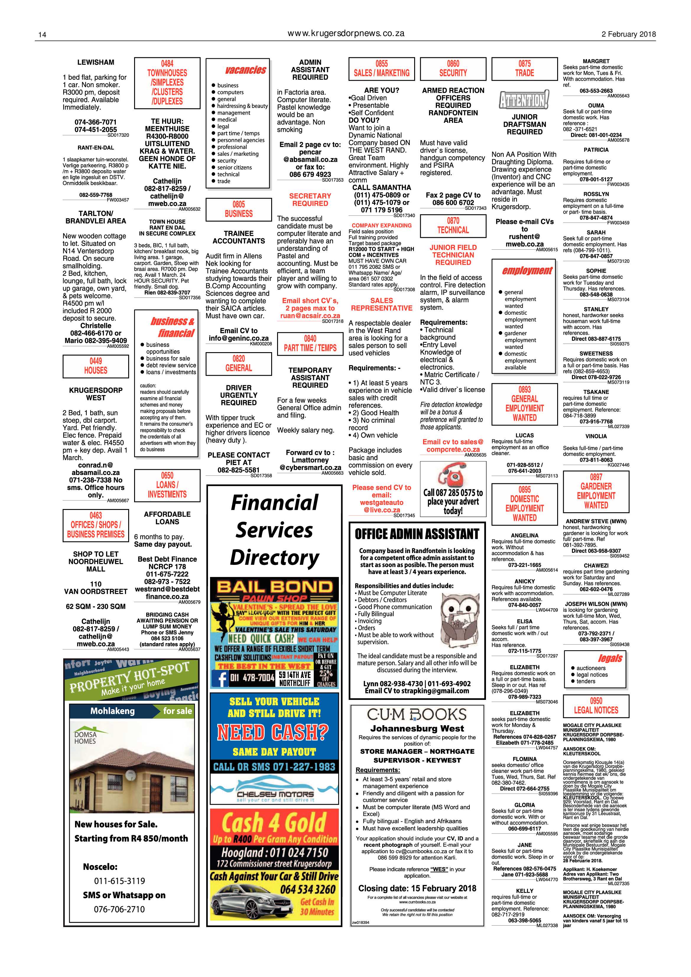 Krugersdorp News 2 February 2018 page 14
