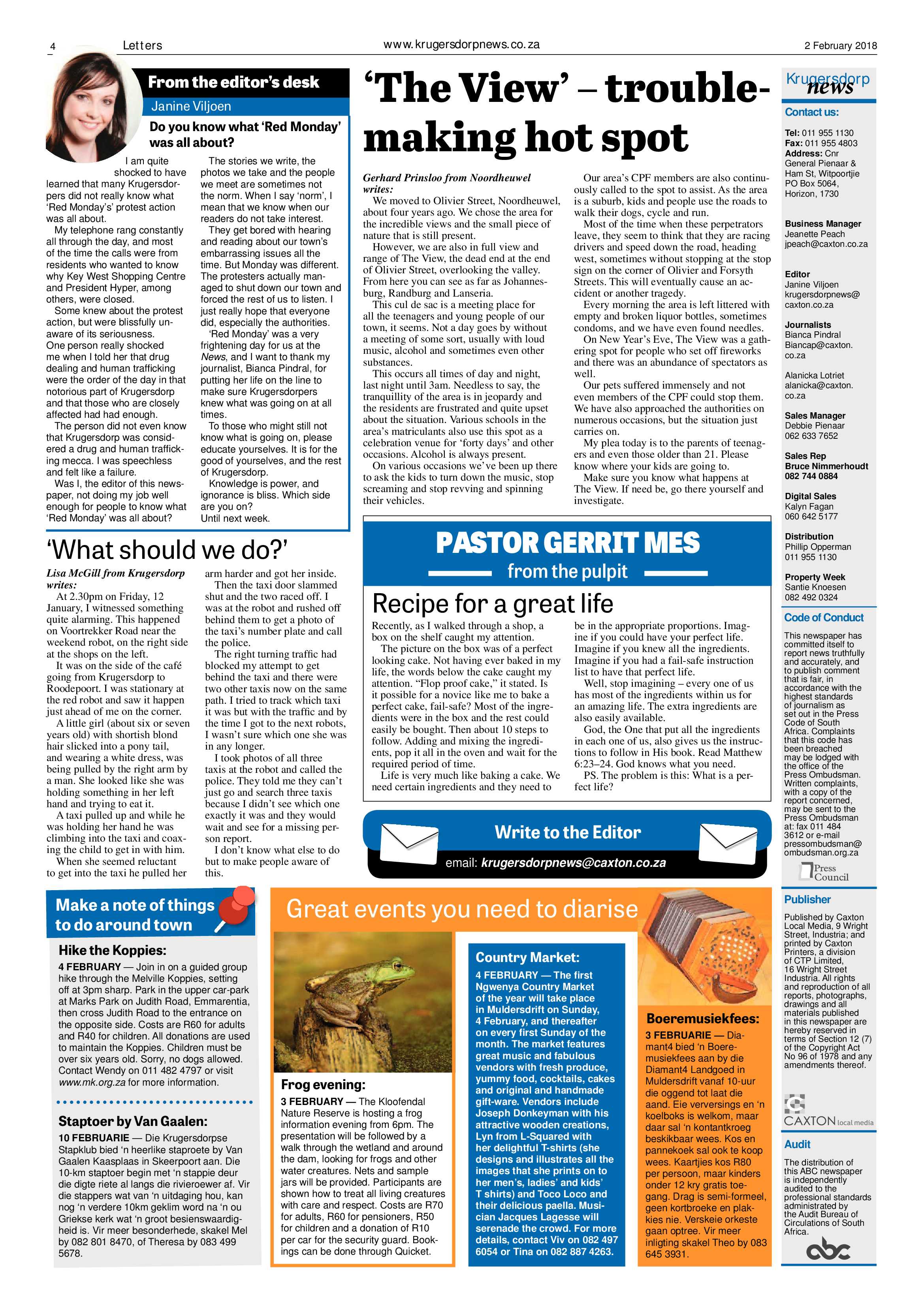 Krugersdorp News 2 February 2018 page 4