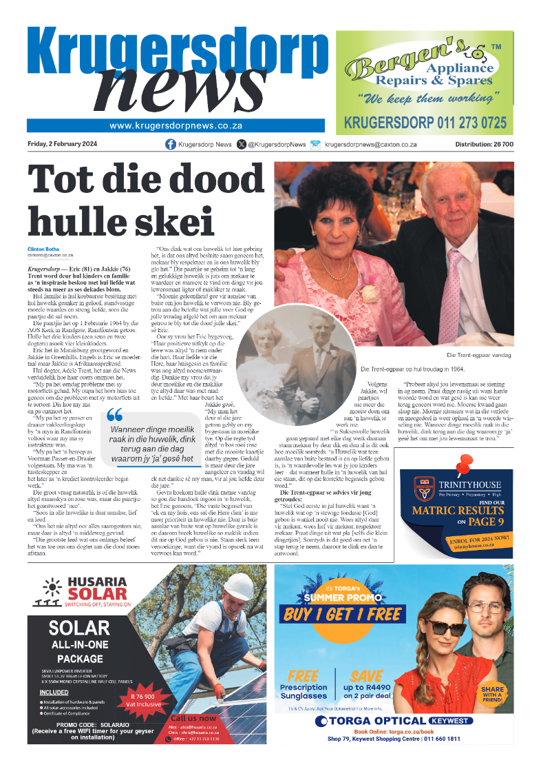 Krugersdorp News 2 February 2024 page 1