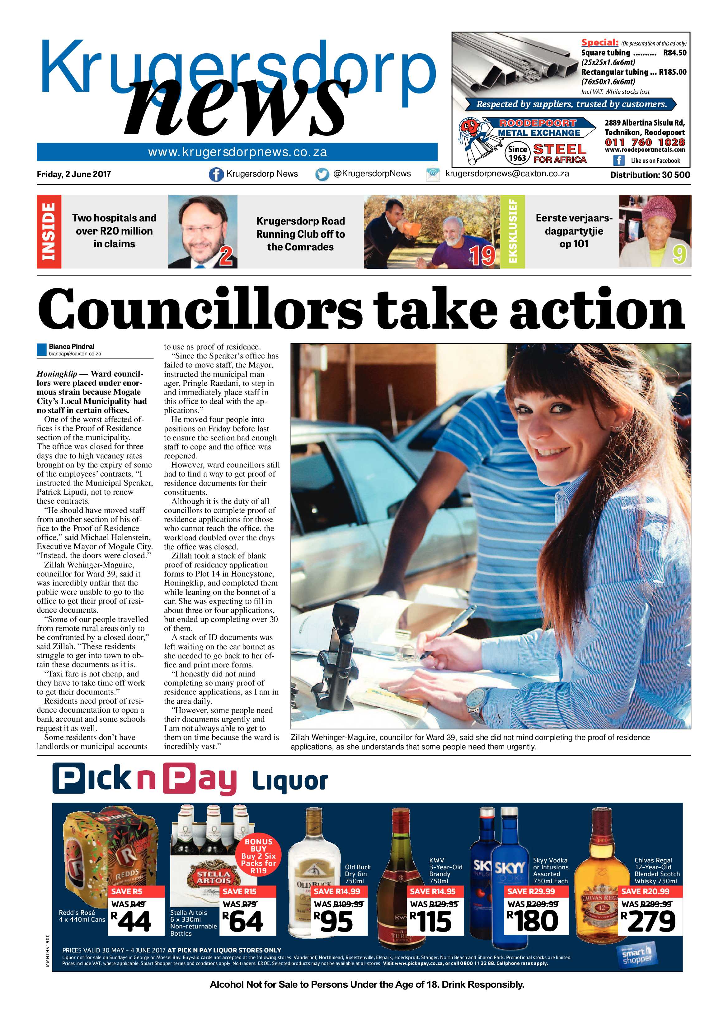 Krugersdorp News 2 June 2017 page 1