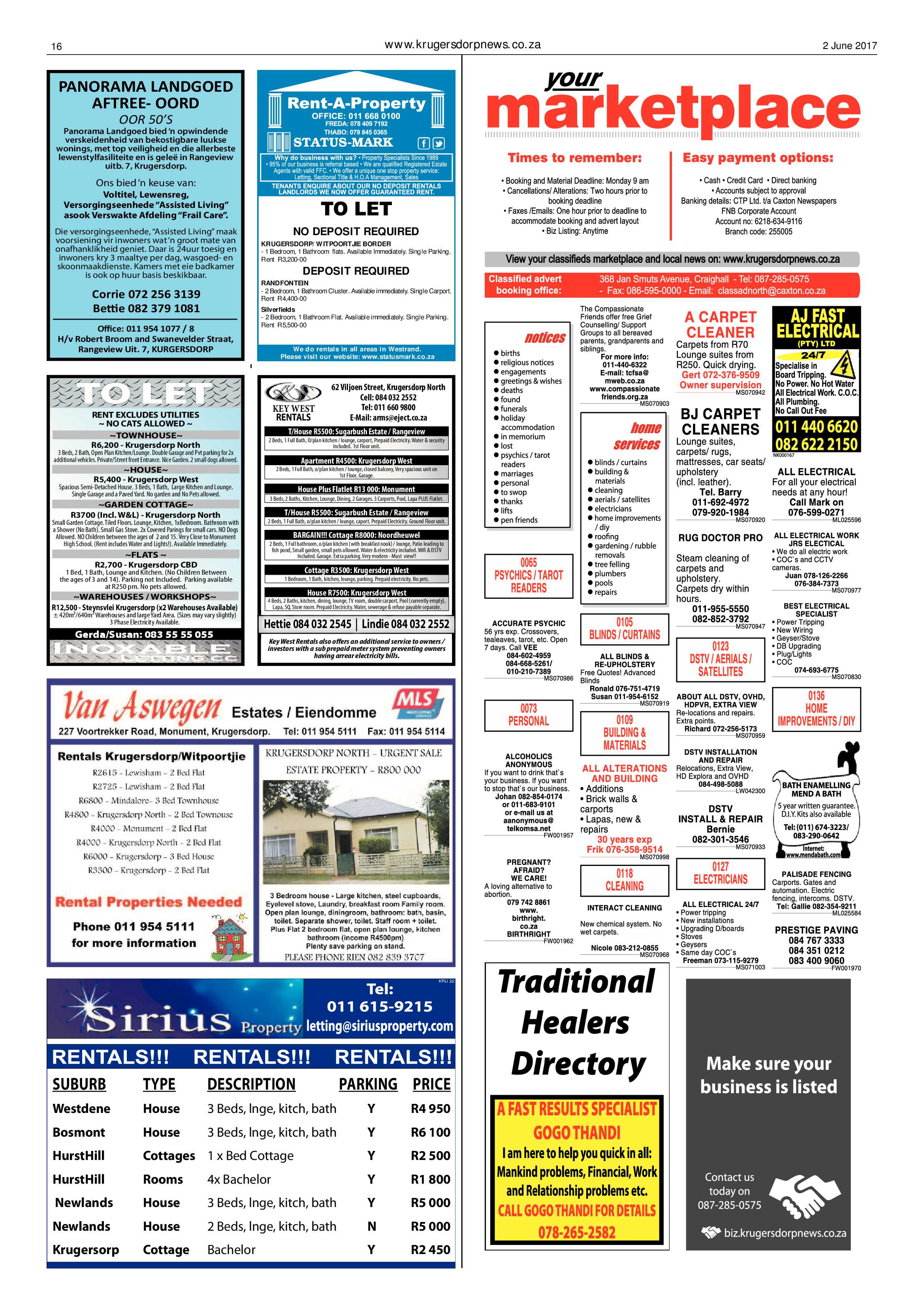 Krugersdorp News 2 June 2017 page 16