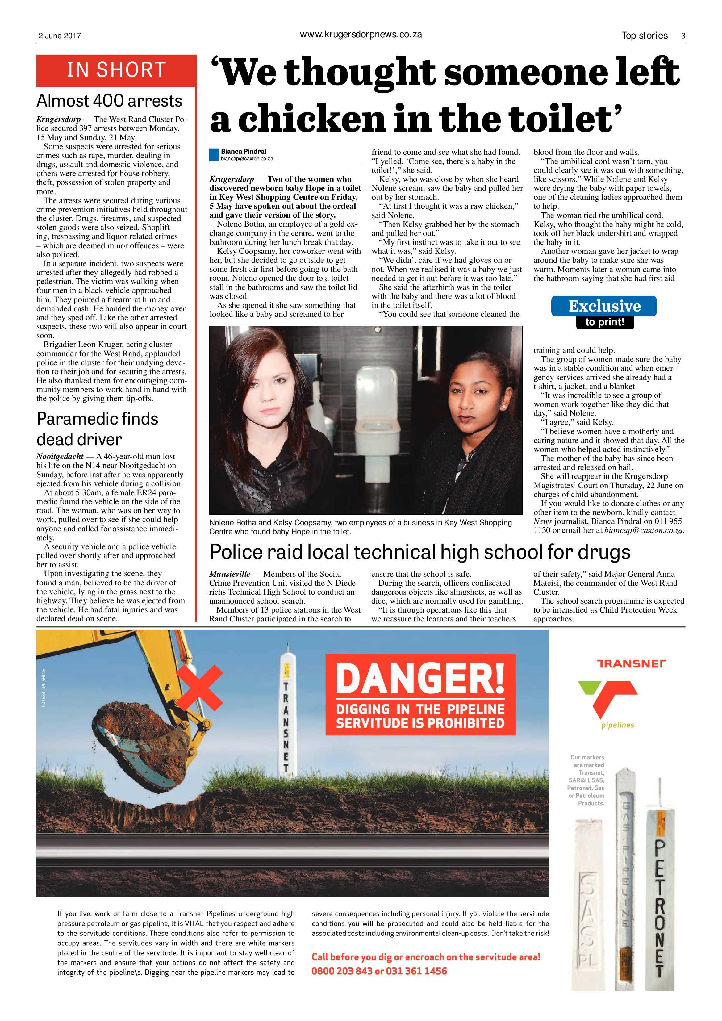 Krugersdorp News 2 June 2017 page 3