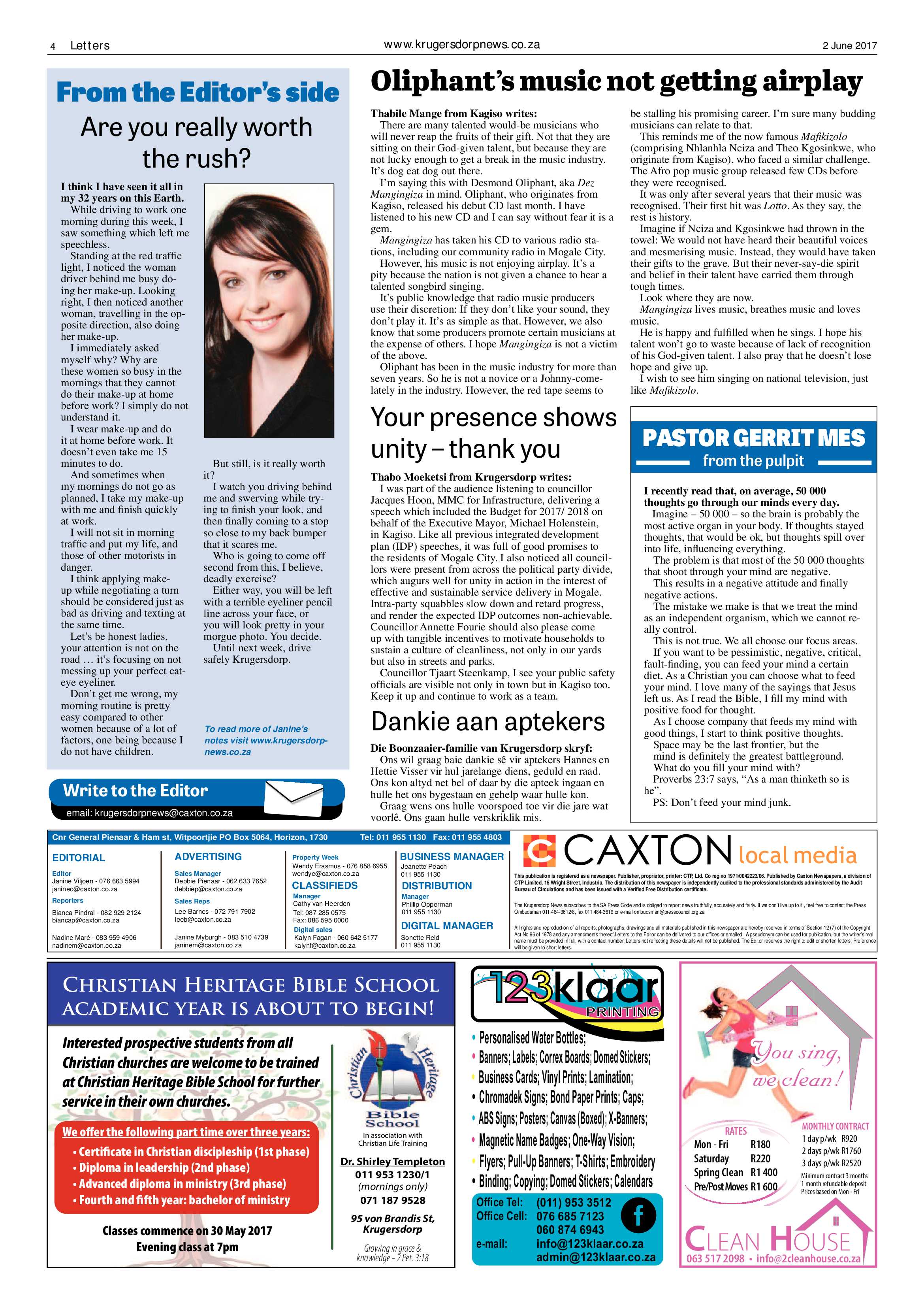 Krugersdorp News 2 June 2017 page 4
