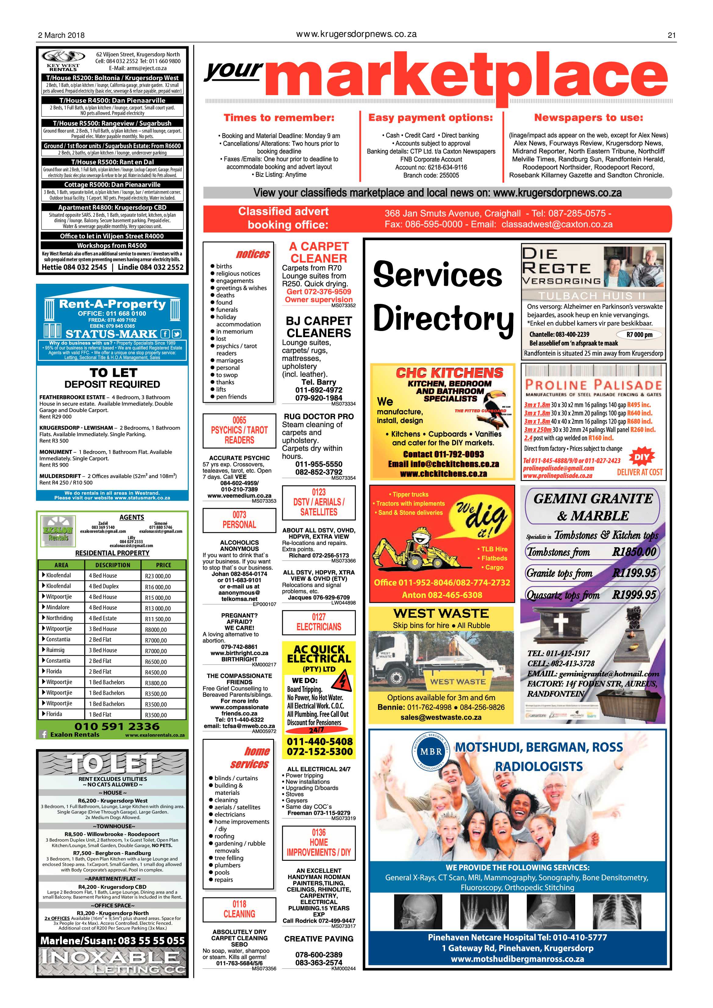 Krugersdorp News 2 March 2018 page 21