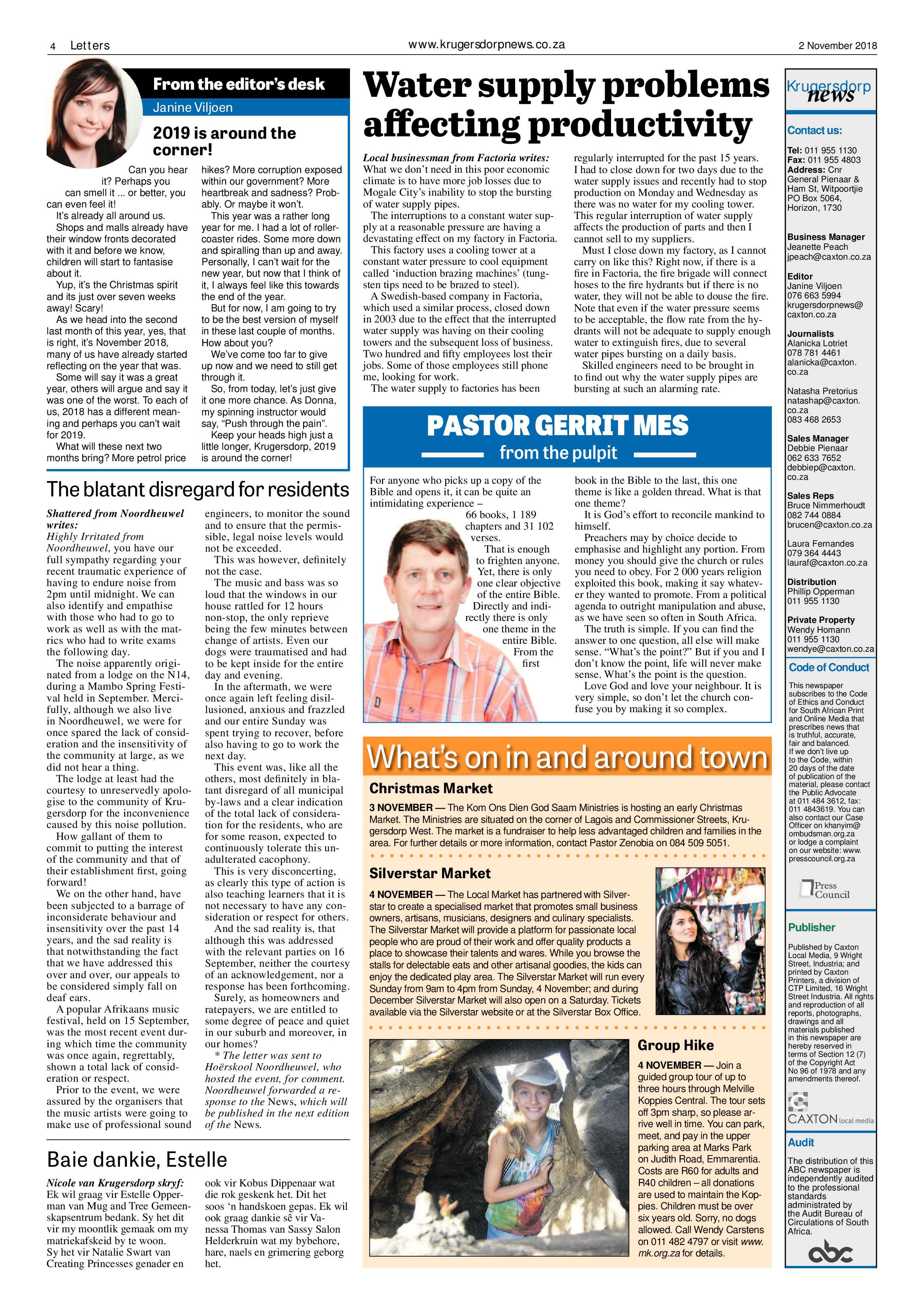 Krugersdorp News 2 November 2018 page 4