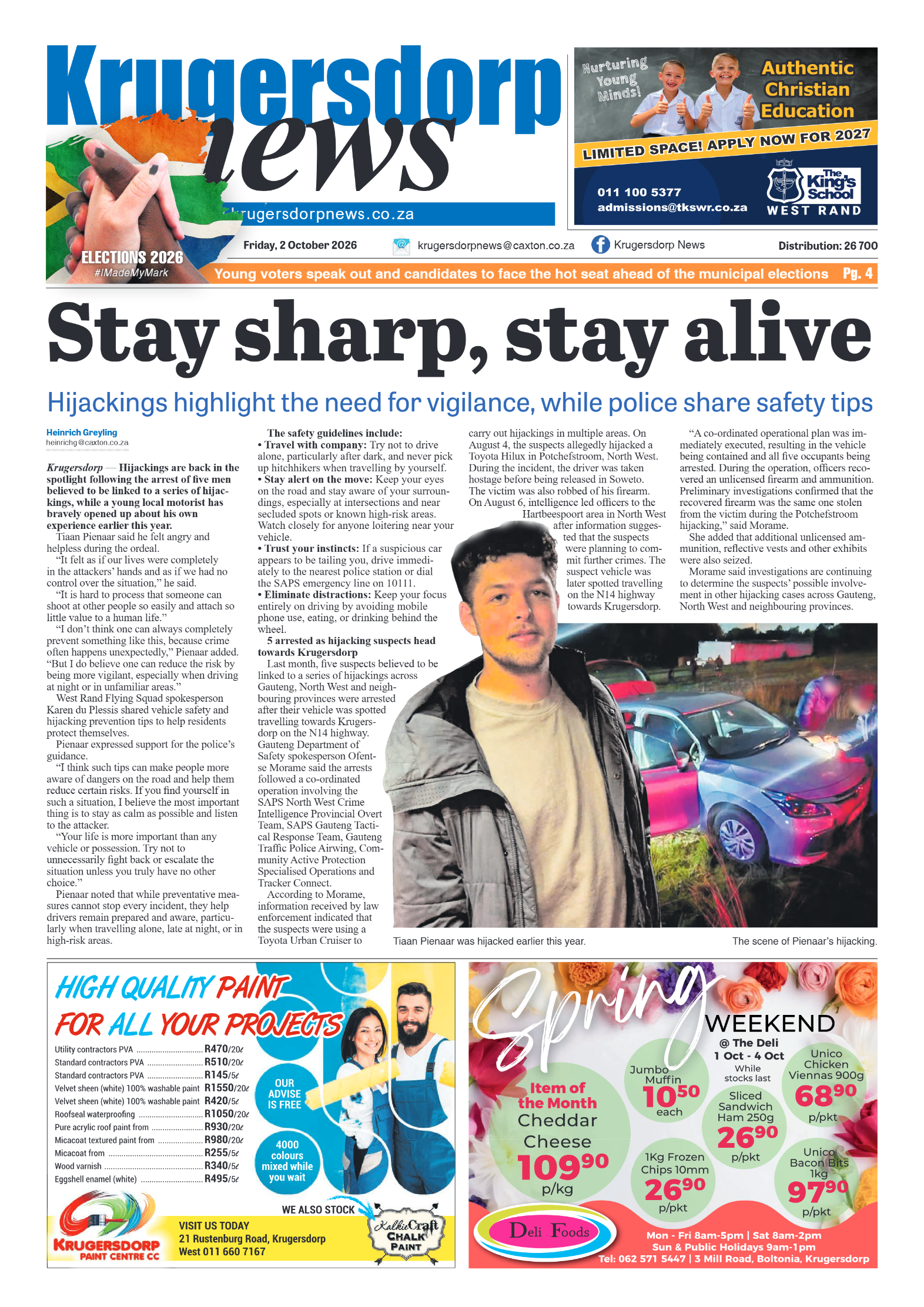 Krugersdorp News 2 October 2026 page 1