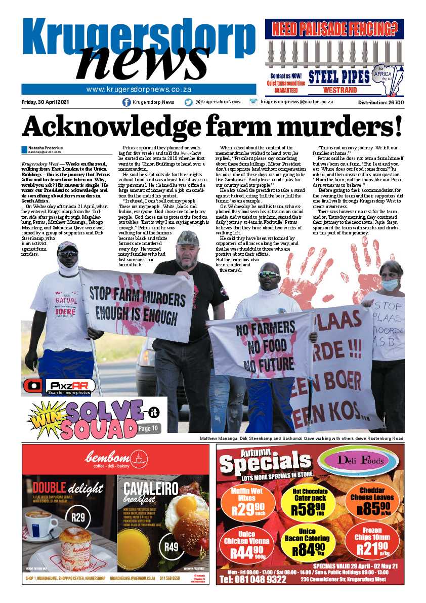 Krugersdorp News 30 April 2021 page 1